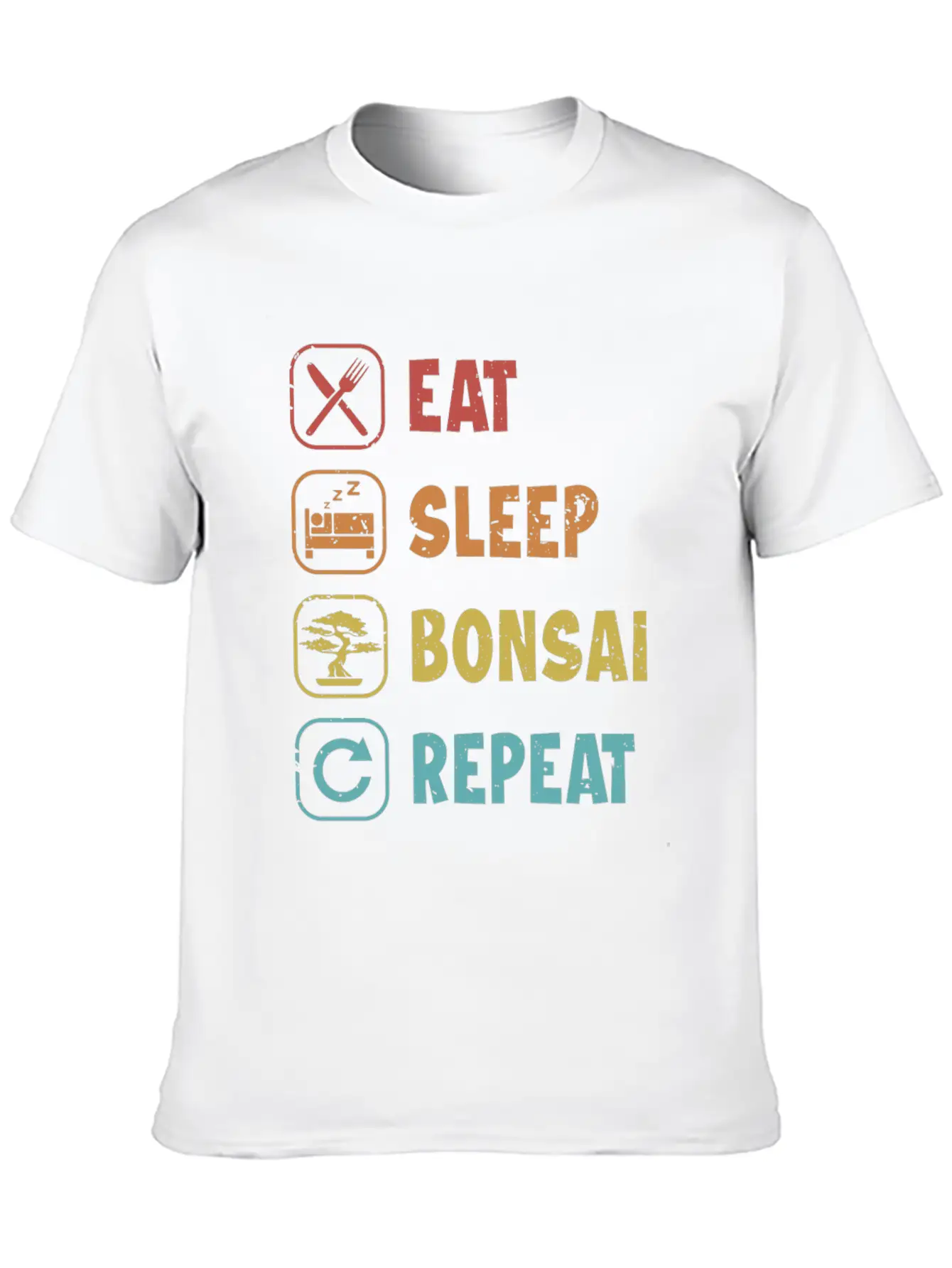 Eat Sleep Bonsai Repeat Bonsai Pots Penjing Bonsai Unisex Short Sleeve Soft Cotton T-Shirt – Casual Everyday Wear