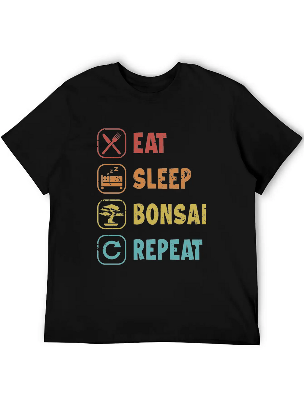 Eat Sleep Bonsai Repeat Bonsai Pots Penjing Bonsai Unisex Short Sleeve Soft Cotton T-Shirt – Casual Everyday Wear