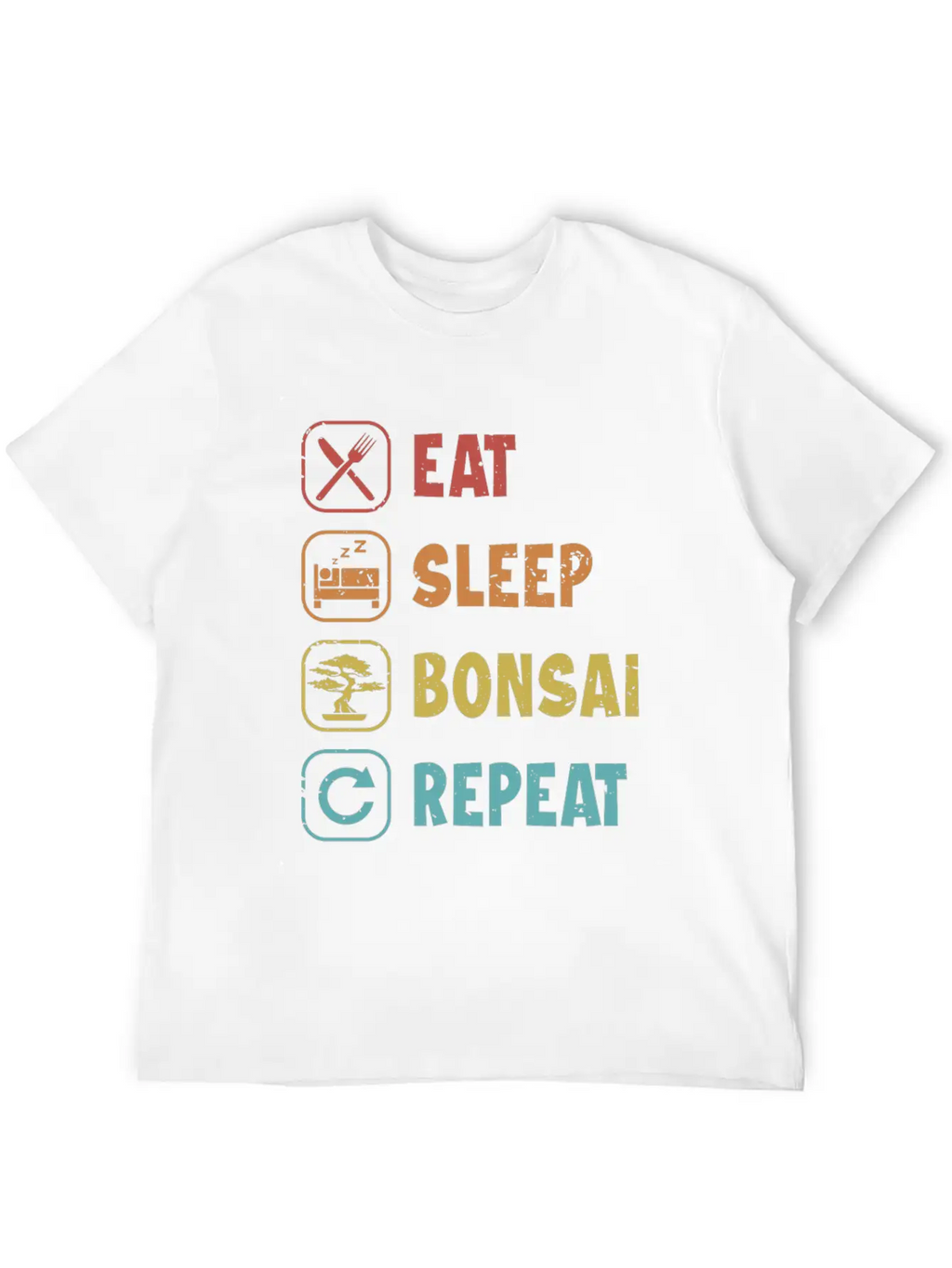 Eat Sleep Bonsai Repeat Bonsai Pots Penjing Bonsai Unisex Short Sleeve Soft Cotton T-Shirt – Casual Everyday Wear
