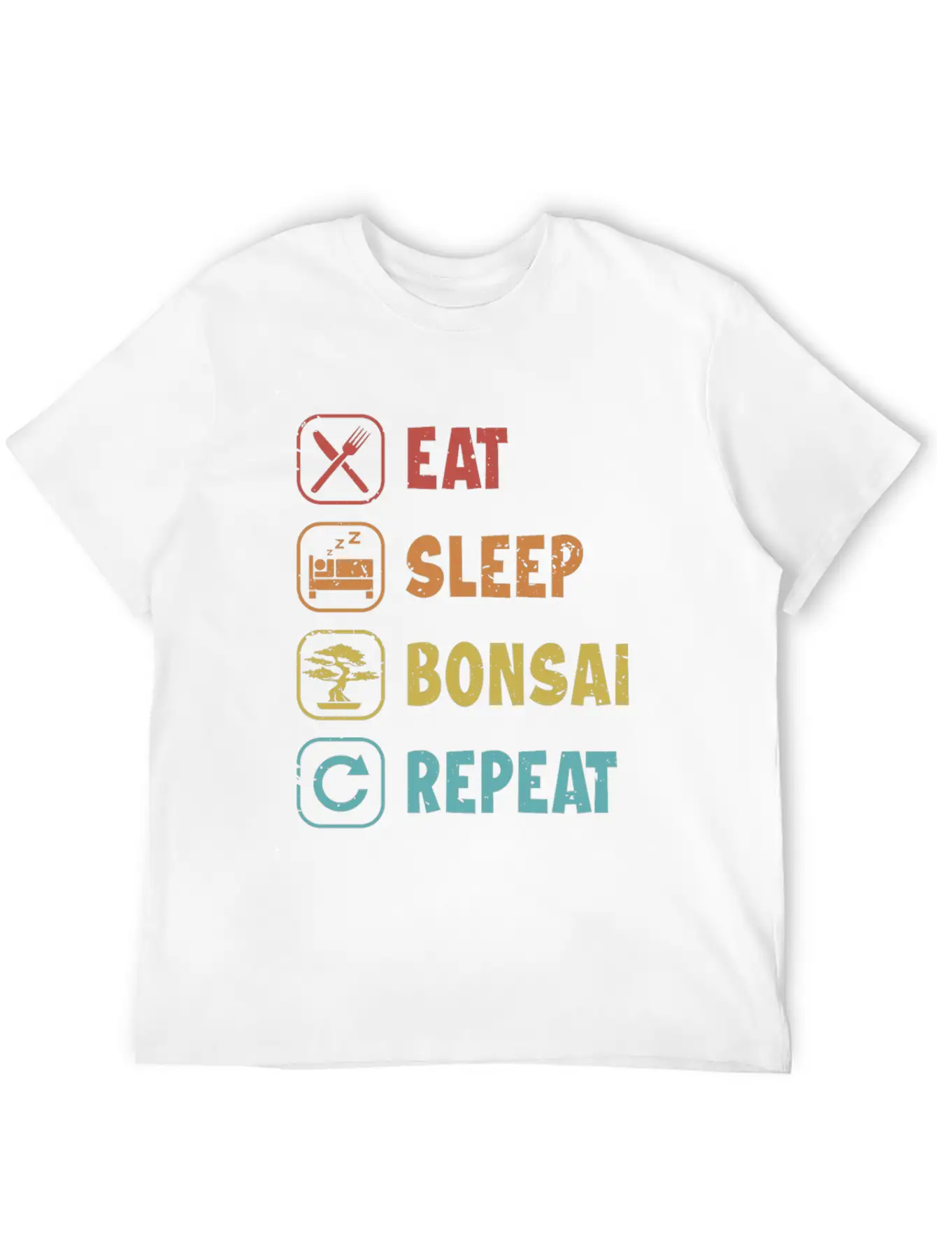 Eat Sleep Bonsai Repeat Bonsai Pots Penjing Bonsai Unisex Short Sleeve Soft Cotton T-Shirt – Casual Everyday Wear