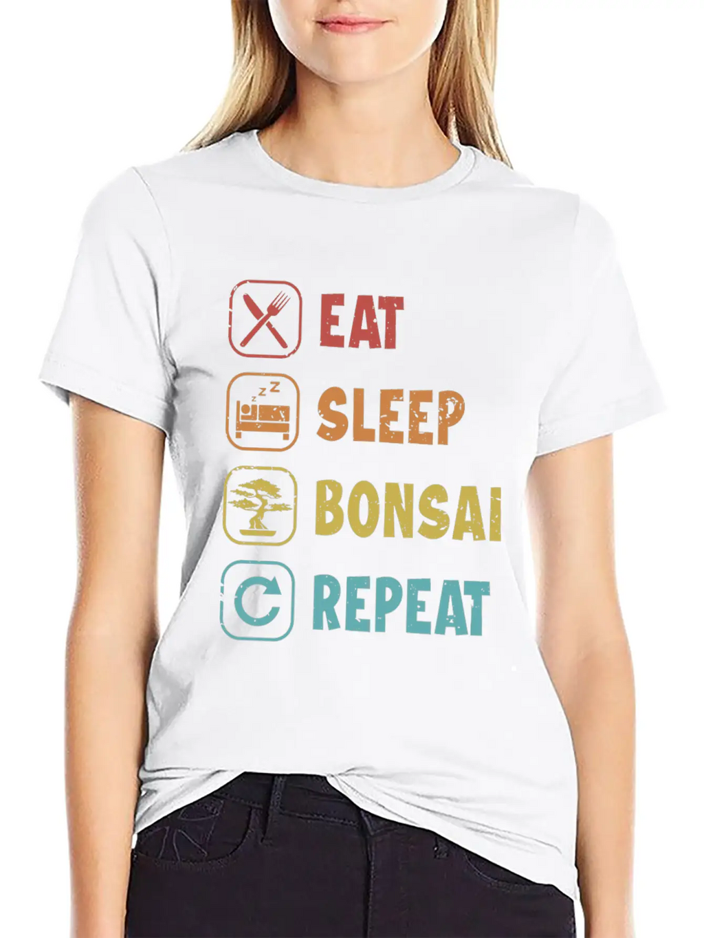 Eat Sleep Bonsai Repeat Bonsai Pots Penjing Bonsai Unisex Short Sleeve Soft Cotton T-Shirt – Casual Everyday Wear
