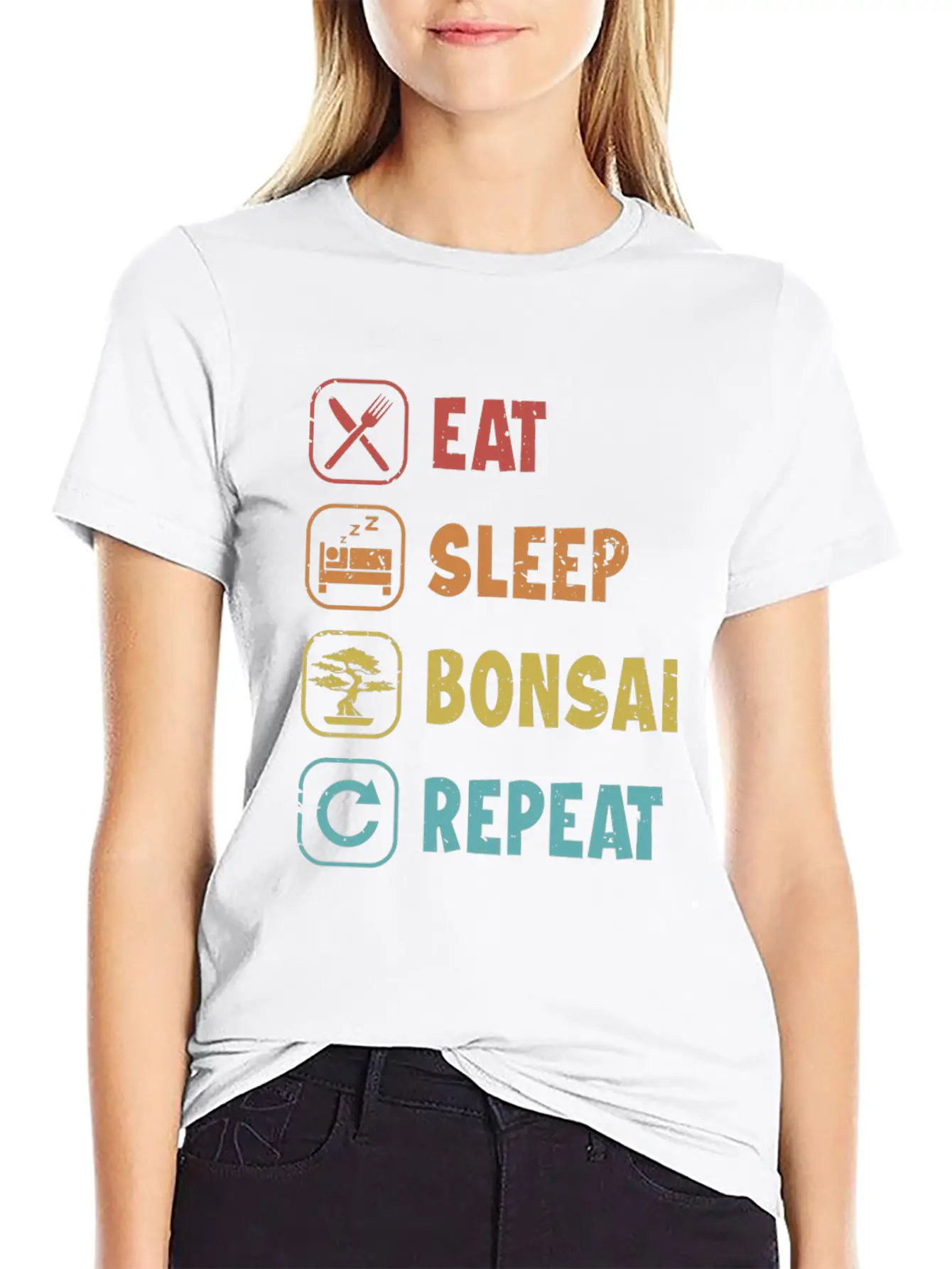 Eat Sleep Bonsai Repeat Bonsai Pots Penjing Bonsai Unisex Short Sleeve Soft Cotton T-Shirt – Casual Everyday Wear