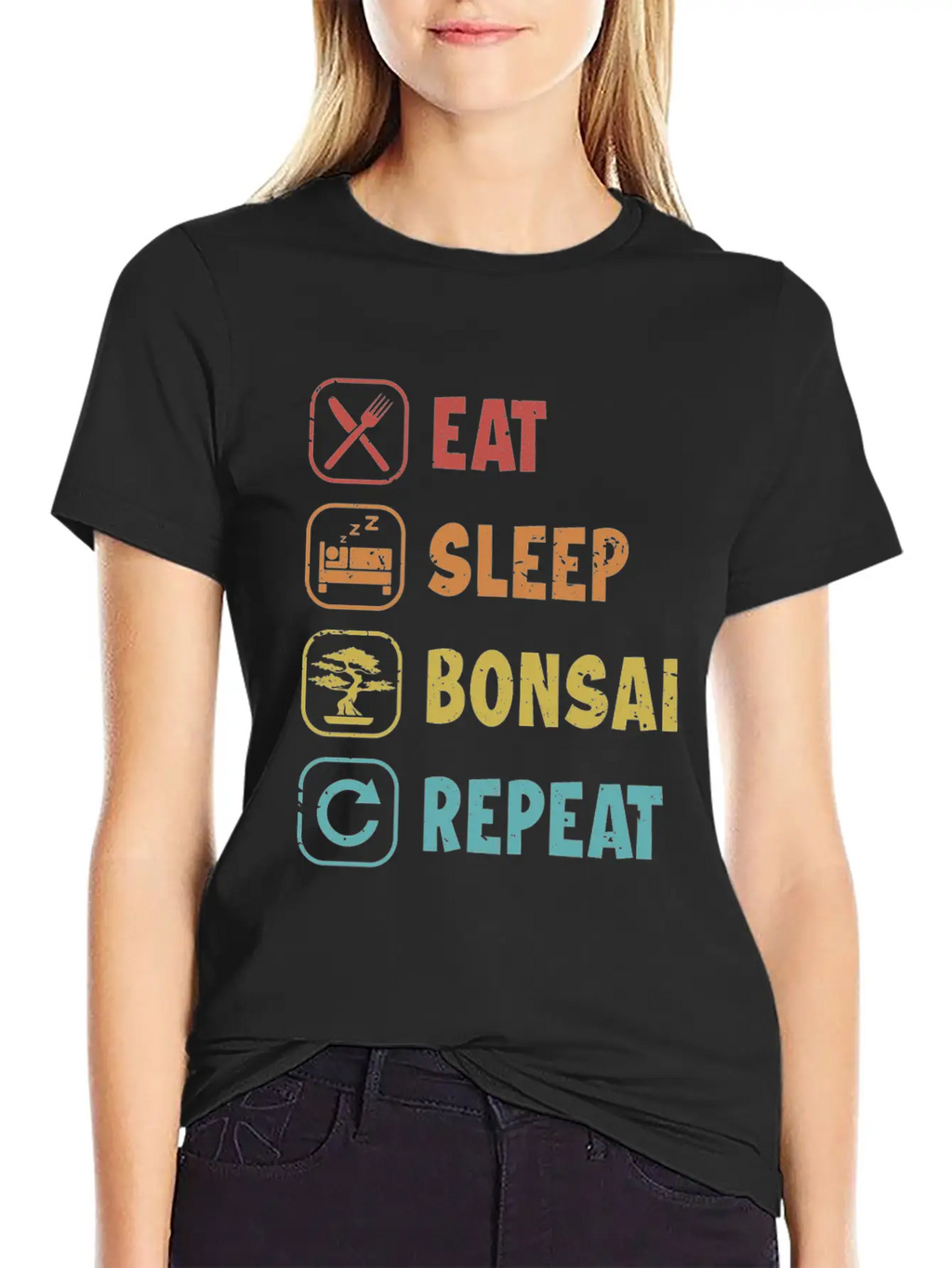 Eat Sleep Bonsai Repeat Bonsai Pots Penjing Bonsai Unisex Short Sleeve Soft Cotton T-Shirt – Casual Everyday Wear
