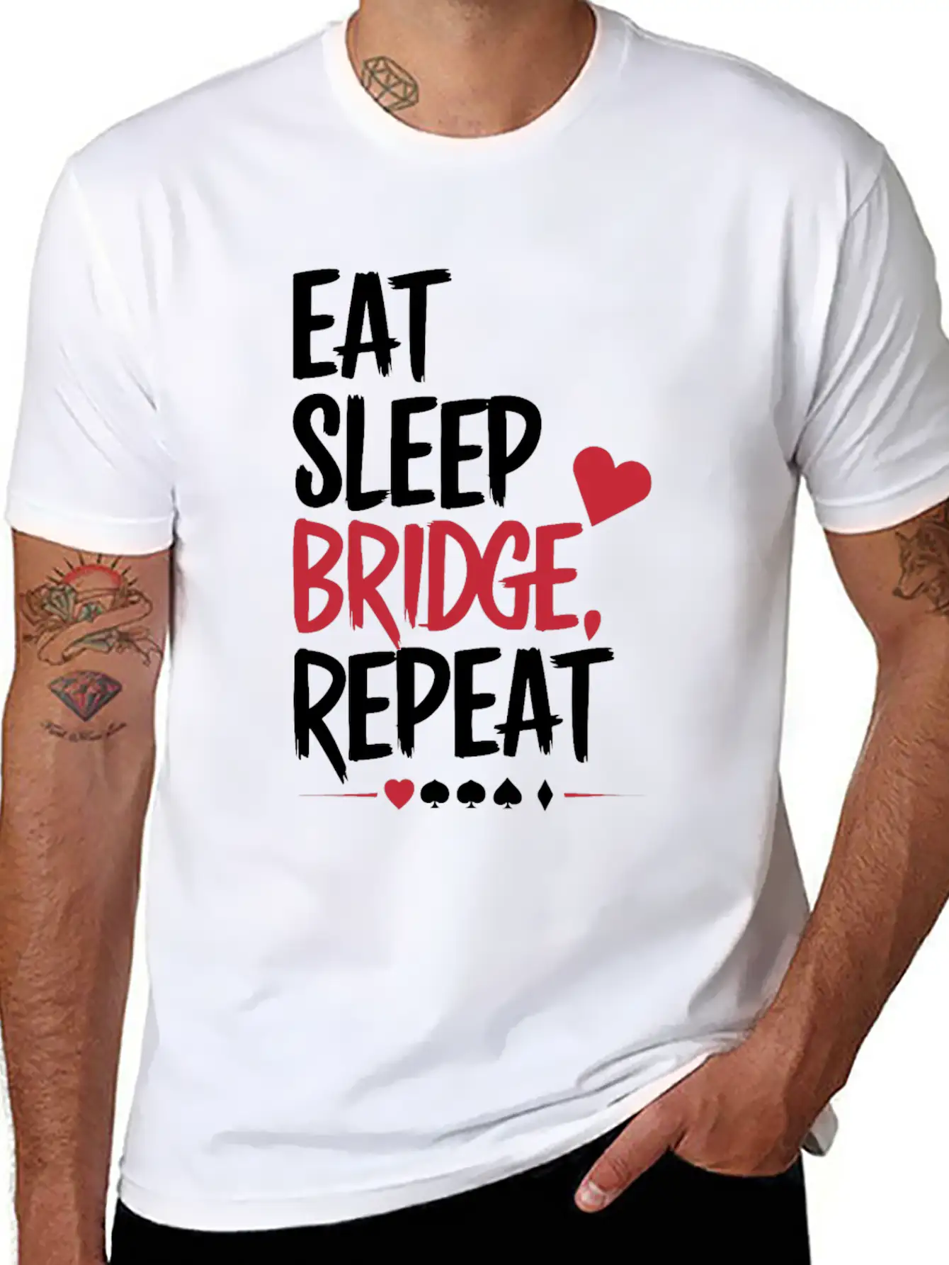 Eat Sleep Bridge Repeat Unisex Short Sleeve Soft Cotton T-Shirt – Casual Everyday Wear