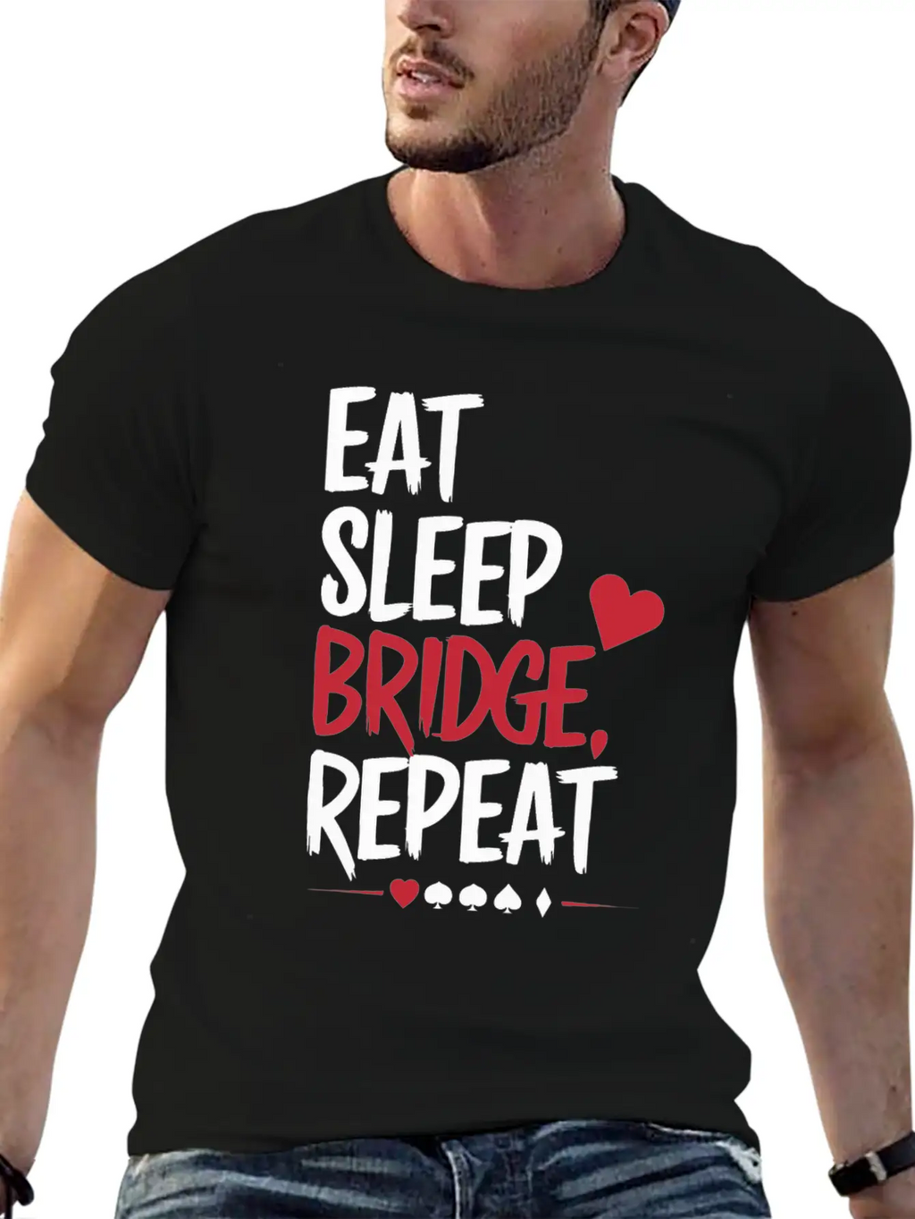 Eat Sleep Bridge Repeat Unisex Short Sleeve Soft Cotton T-Shirt – Casual Everyday Wear