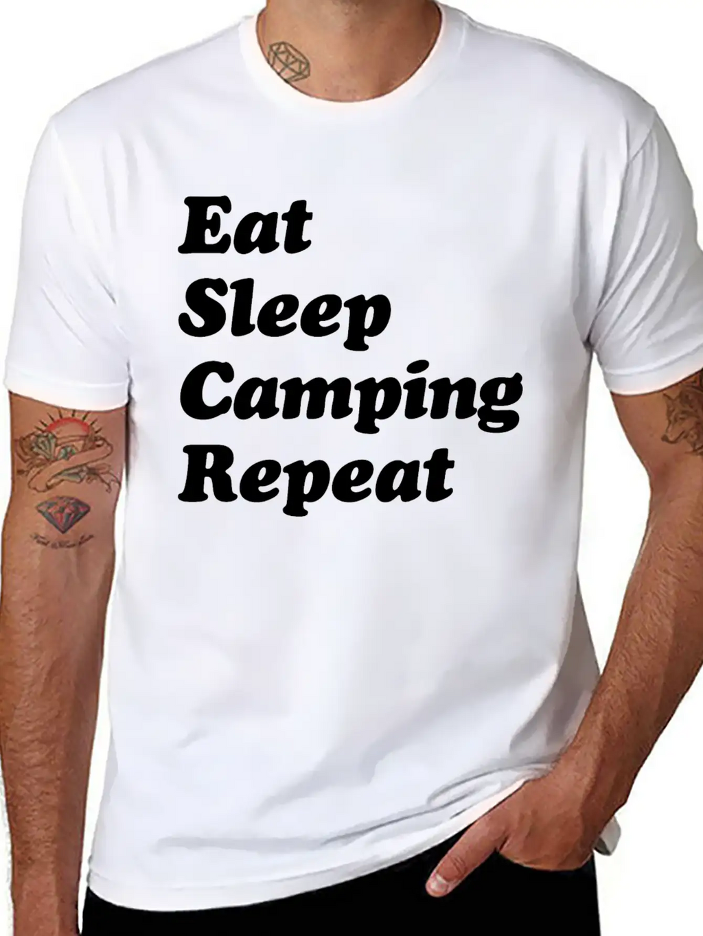 Eat Sleep Camping Repeat W Casual Graphic T-Shirt – Simple And Comfortable Daily Wear