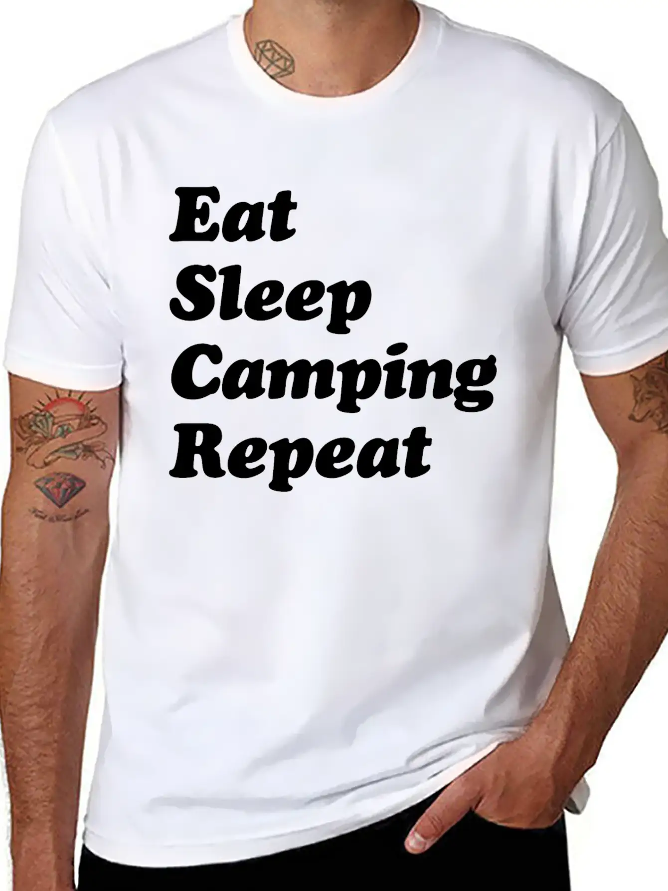 Eat Sleep Camping Repeat W Casual Graphic T-Shirt – Simple And Comfortable Daily Wear