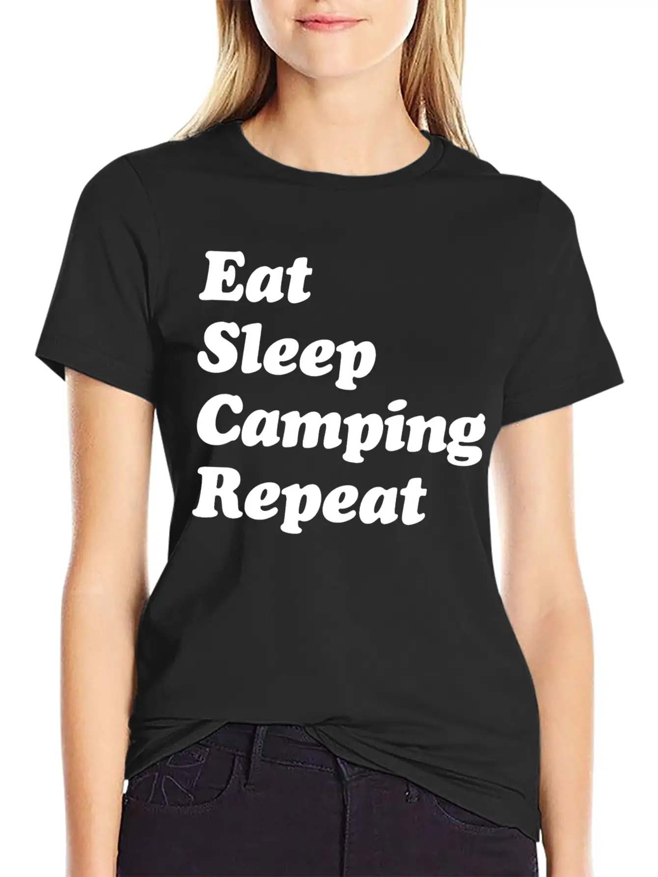 Eat Sleep Camping Repeat W Casual Graphic T-Shirt – Simple And Comfortable Daily Wear