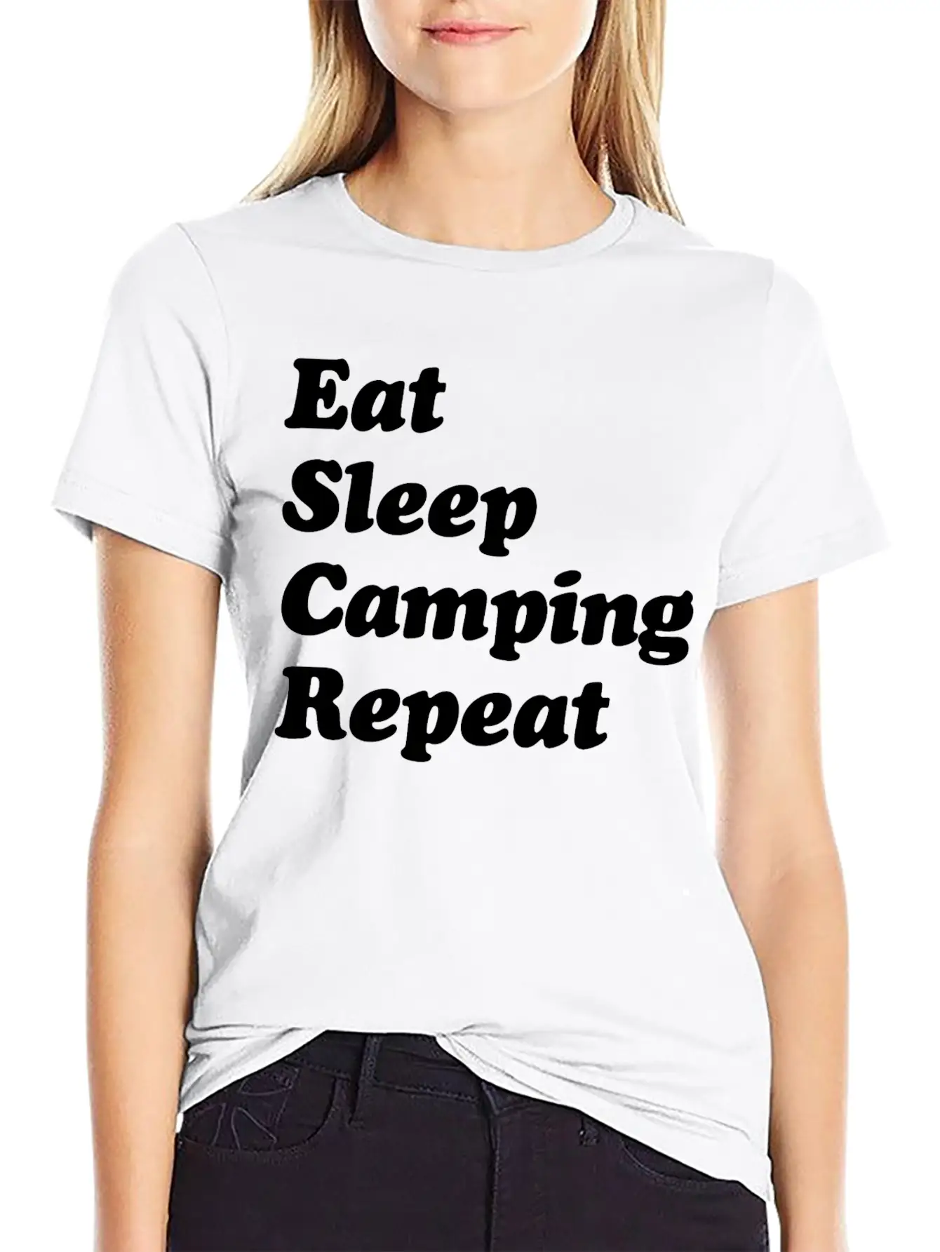 Eat Sleep Camping Repeat W Casual Graphic T-Shirt – Simple And Comfortable Daily Wear
