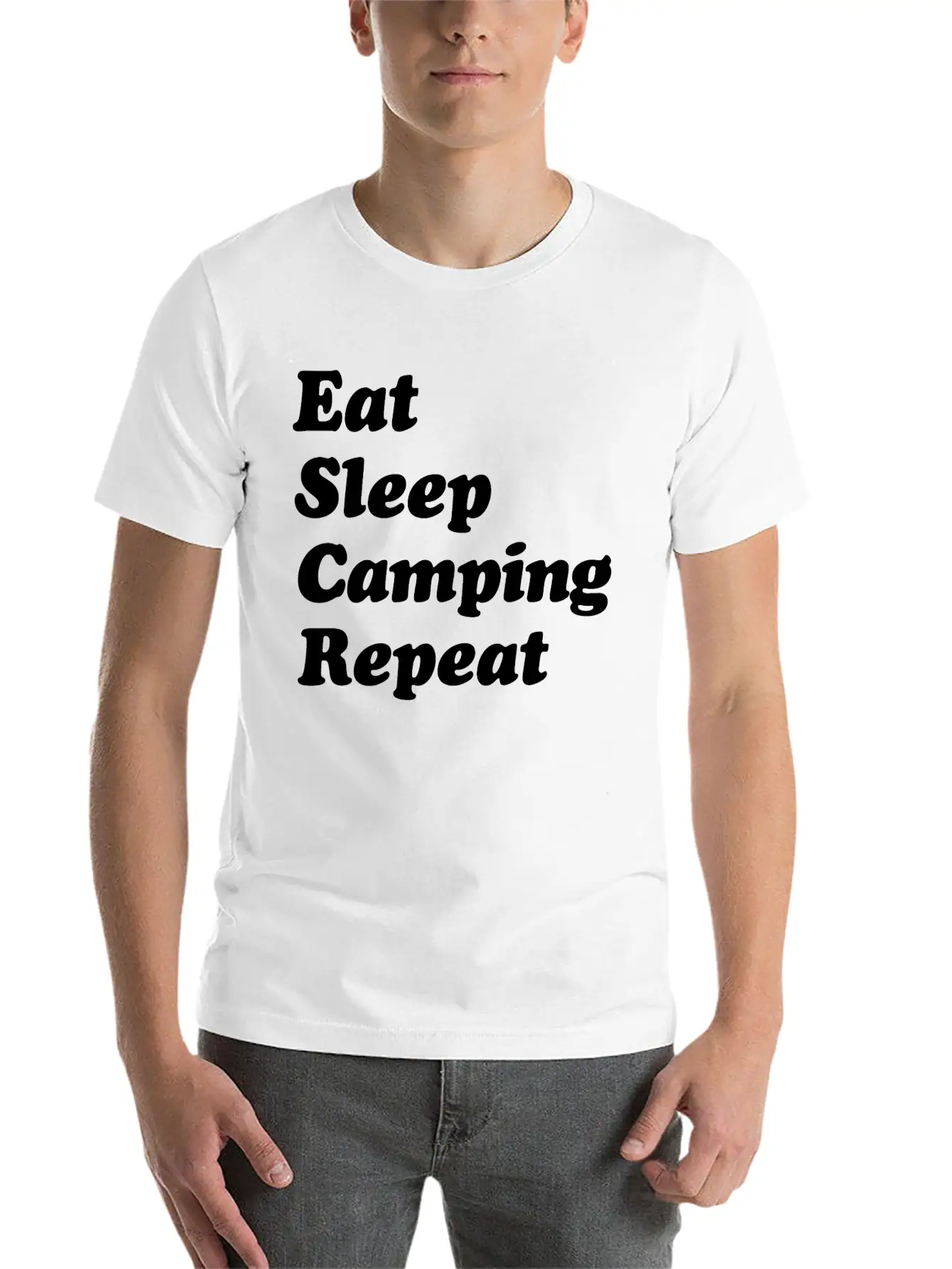 Eat Sleep Camping Repeat W Casual Graphic T-Shirt – Simple And Comfortable Daily Wear