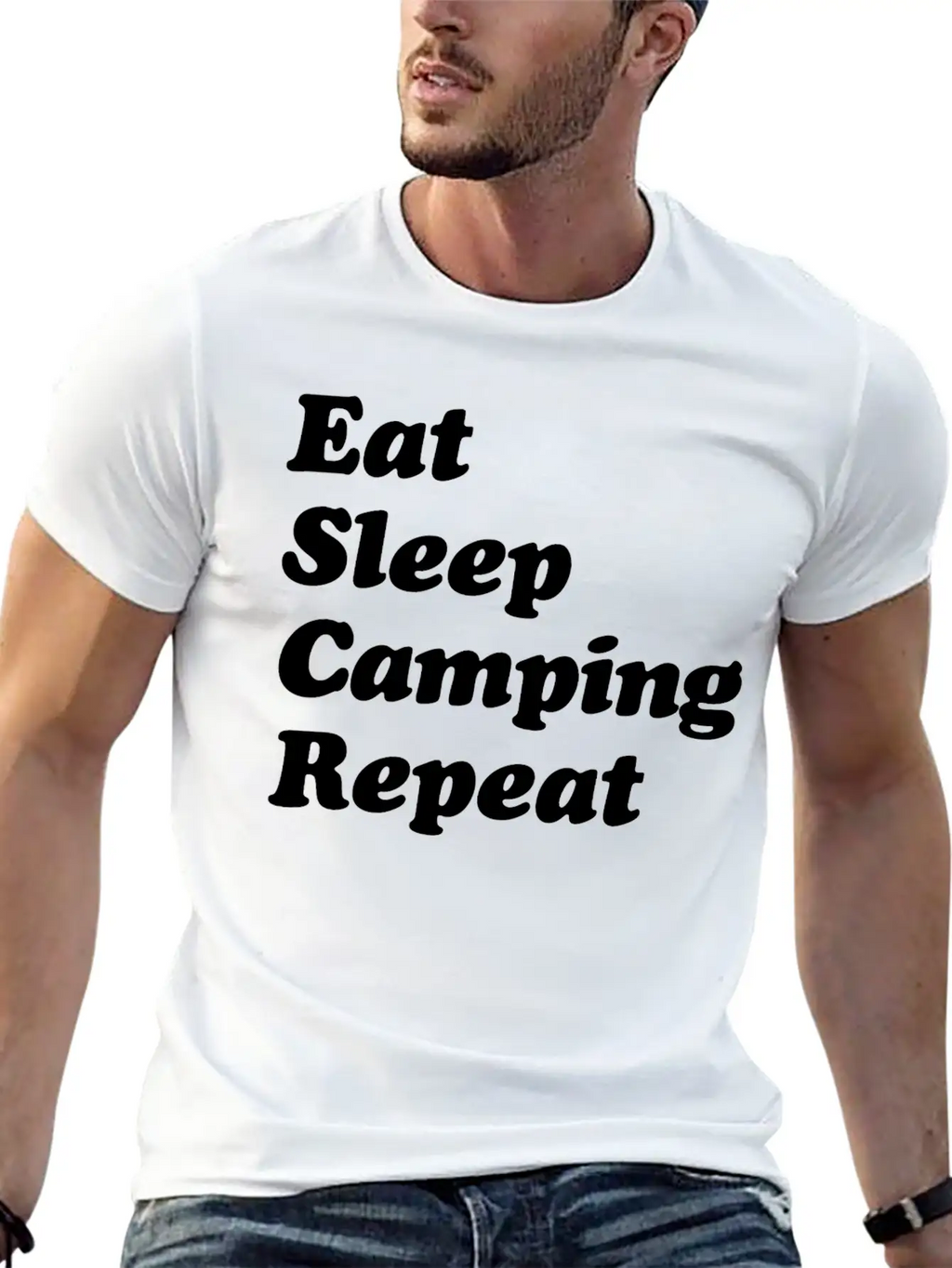 Eat Sleep Camping Repeat W Casual Graphic T-Shirt – Simple And Comfortable Daily Wear