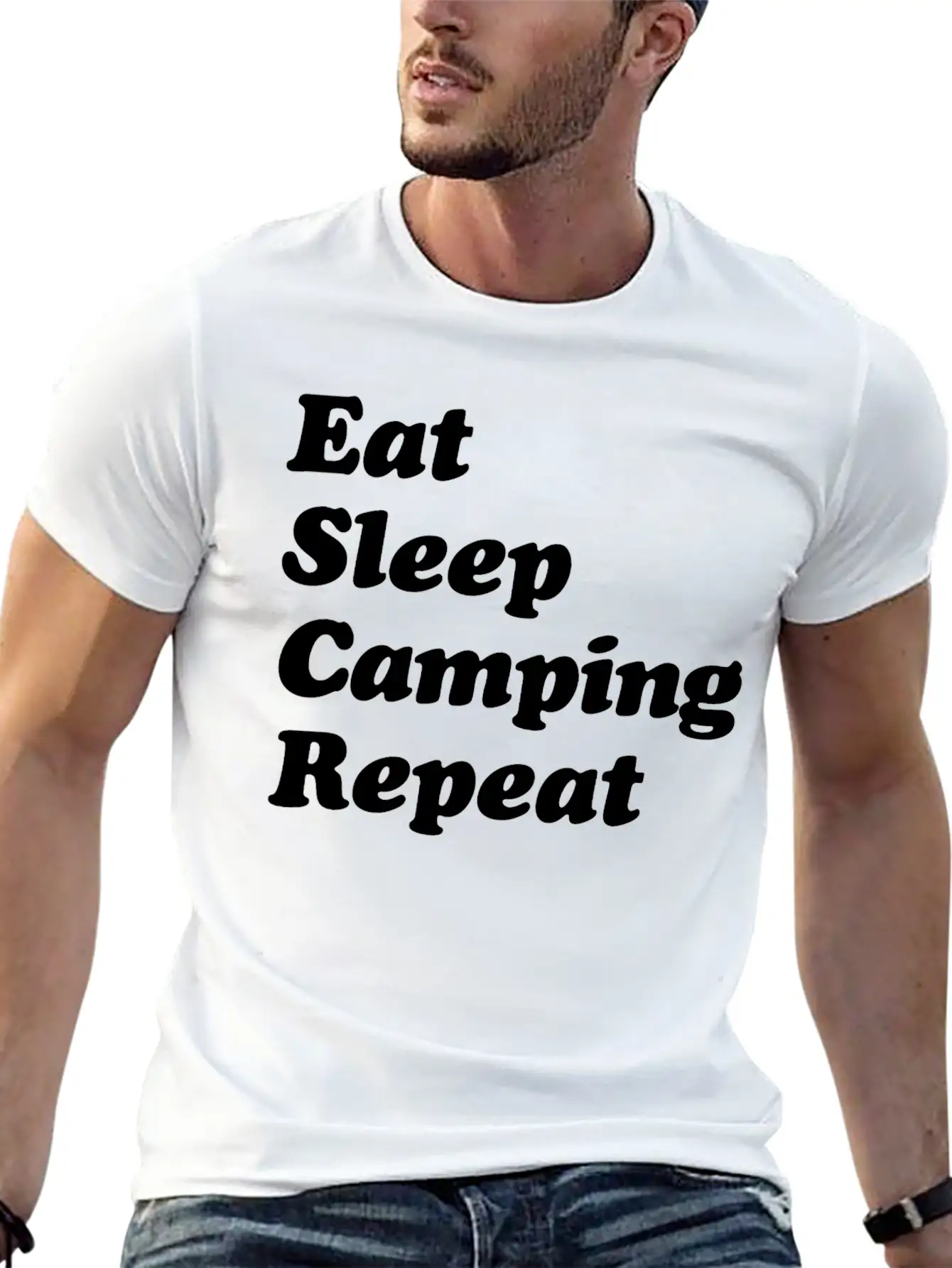Eat Sleep Camping Repeat W Casual Graphic T-Shirt – Simple And Comfortable Daily Wear