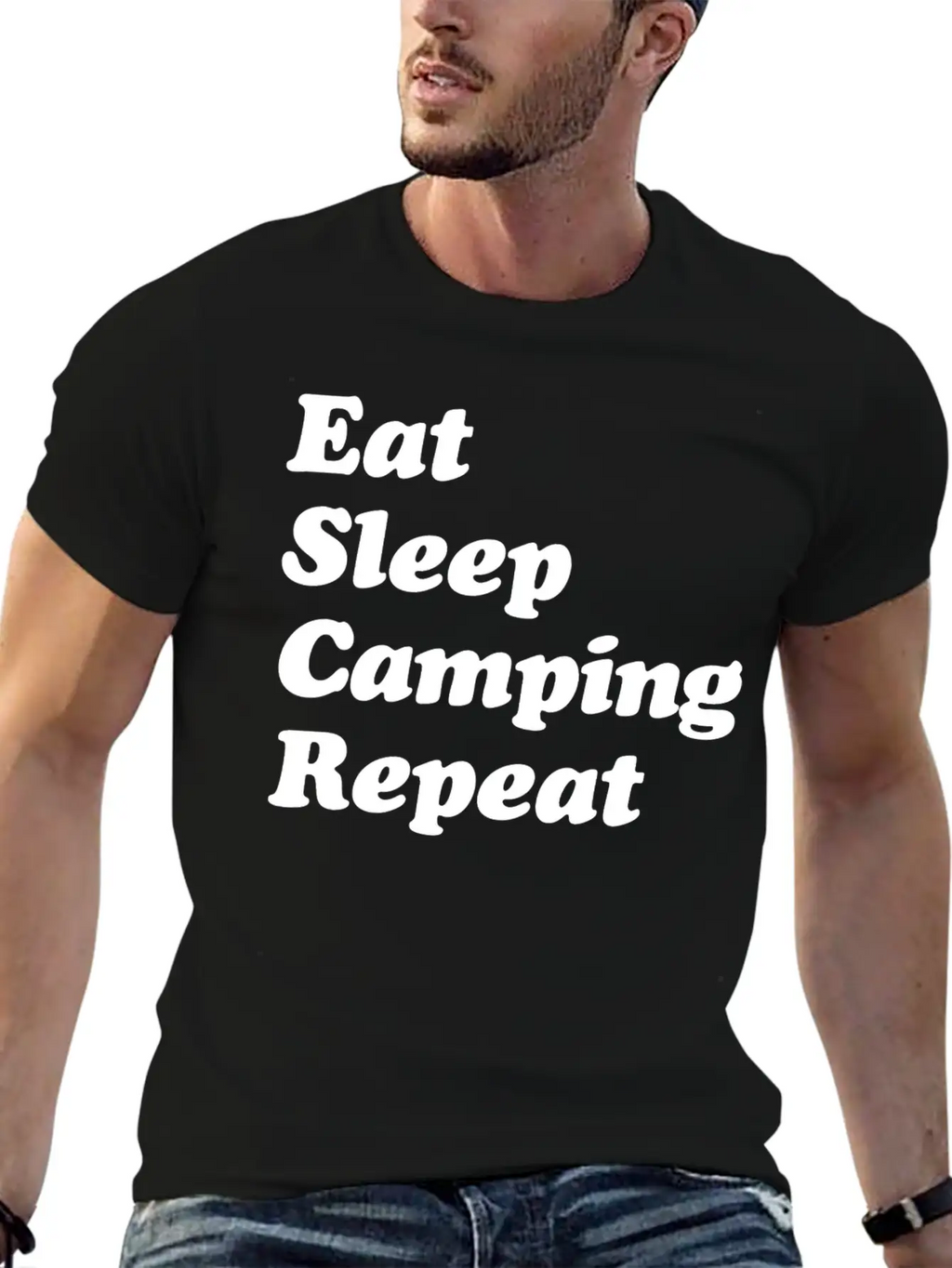 Eat Sleep Camping Repeat W Casual Graphic T-Shirt – Simple And Comfortable Daily Wear