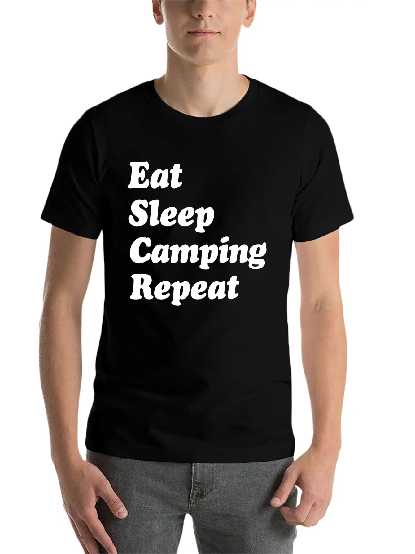 Eat Sleep Camping Repeat W Casual Graphic T-Shirt – Simple And Comfortable Daily Wear