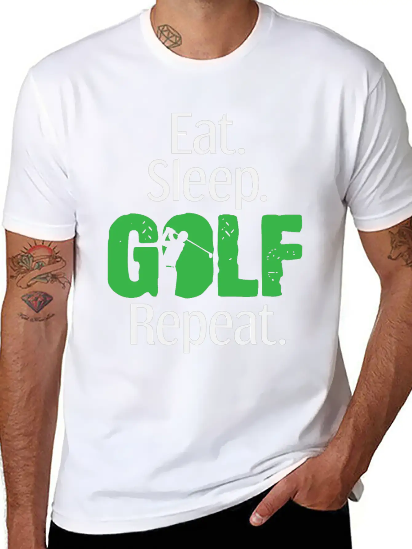 Eat Sleep Golf Golfing Golfer Club Caddy Golfers Essential Cotton Tee For Daily Outfits – Unisex Style