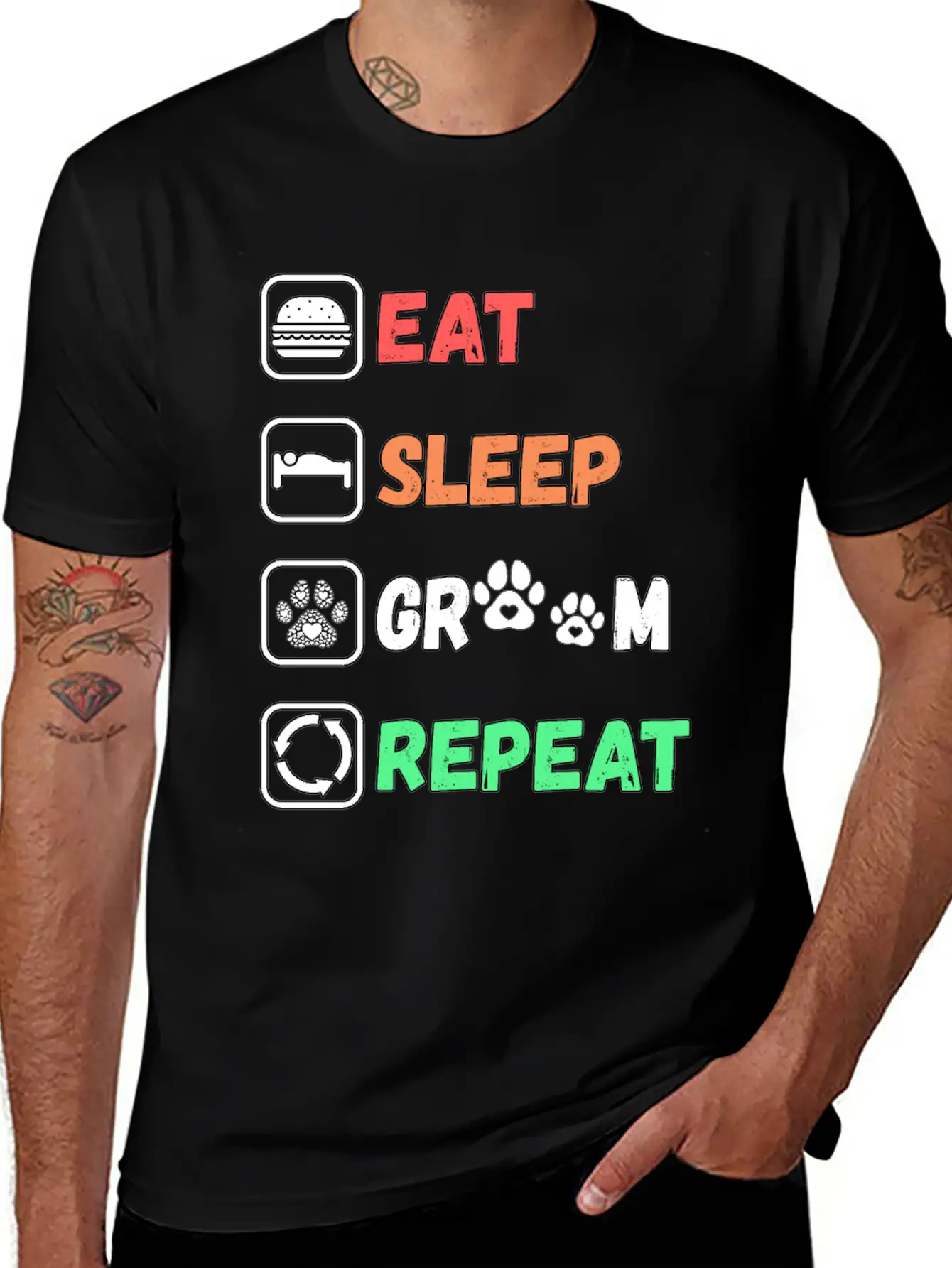 Eat Sleep Groom Repeat Unisex Casual T-Shirt – Clean Design For Daily Comfort