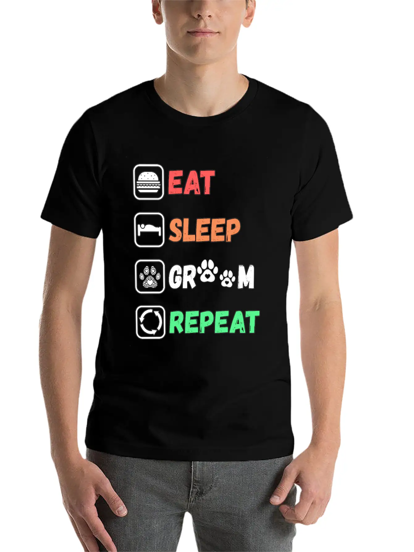 Eat Sleep Groom Repeat Unisex Casual T-Shirt – Clean Design For Daily Comfort