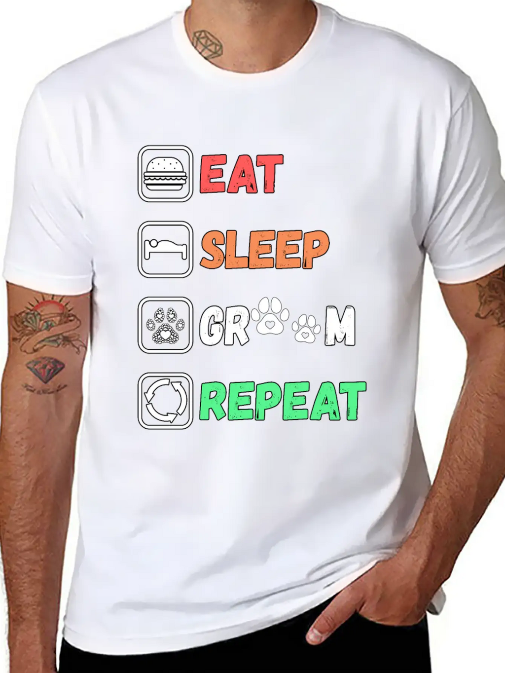 Eat Sleep Groom Repeat Unisex Casual T-Shirt – Clean Design For Daily Comfort