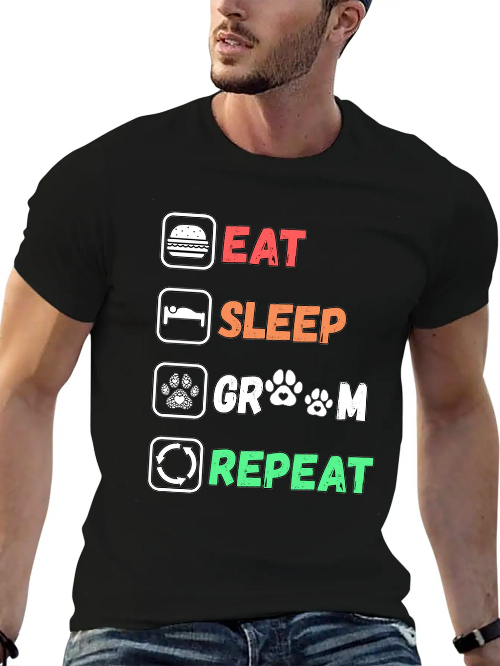 Eat Sleep Groom Repeat Unisex Casual T-Shirt – Clean Design For Daily Comfort