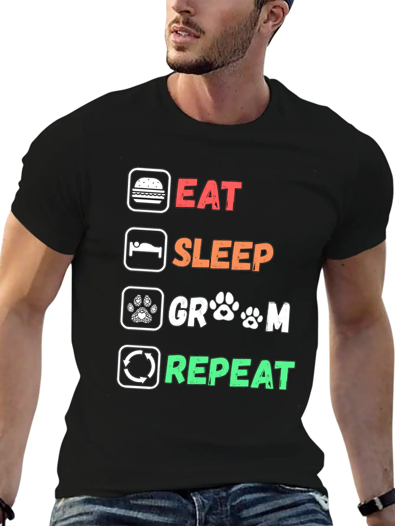 Eat Sleep Groom Repeat Unisex Casual T-Shirt – Clean Design For Daily Comfort