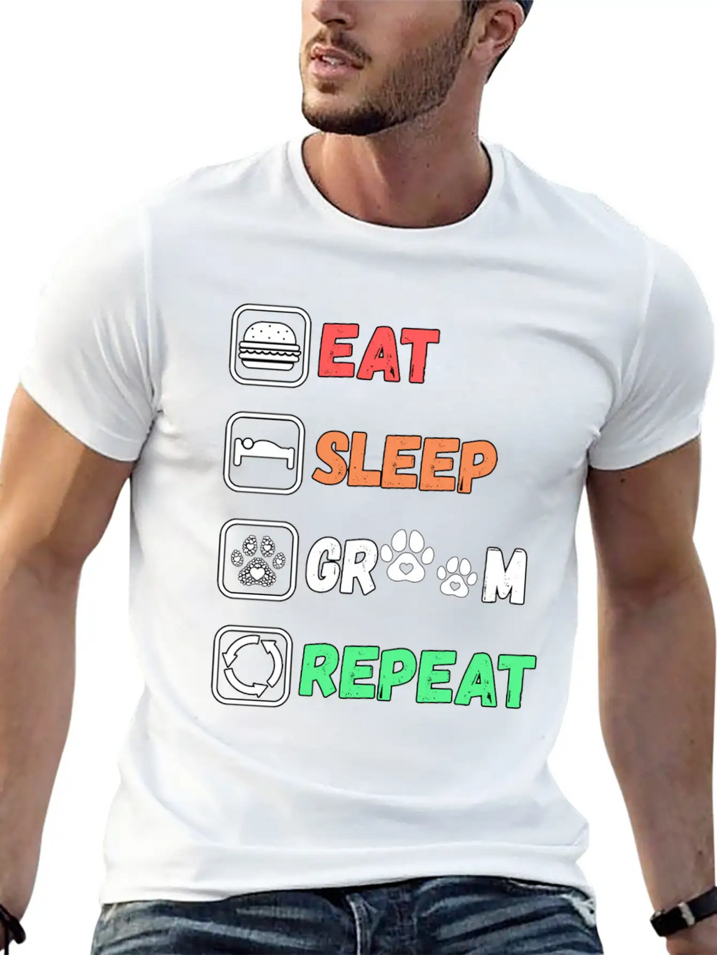 Eat Sleep Groom Repeat Unisex Casual T-Shirt – Clean Design For Daily Comfort