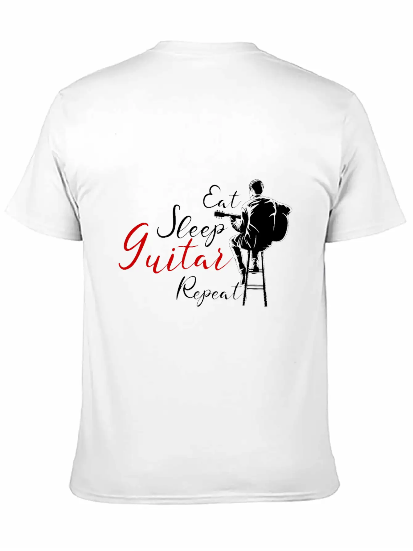 Eat Sleep Guitar Repeat Funny Gift For Guitarists Casual Graphic T-Shirt – Simple And Comfortable Daily Wear