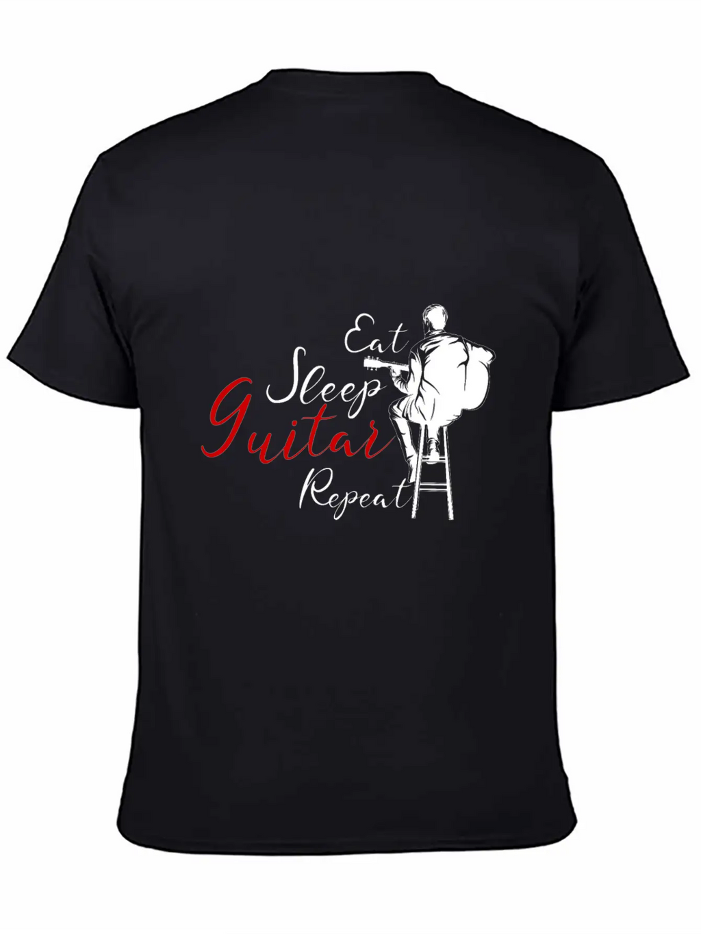Eat Sleep Guitar Repeat Funny Gift For Guitarists Casual Graphic T-Shirt – Simple And Comfortable Daily Wear