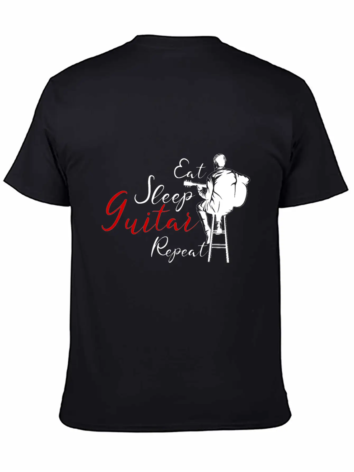 Eat Sleep Guitar Repeat Funny Gift For Guitarists Casual Graphic T-Shirt – Simple And Comfortable Daily Wear