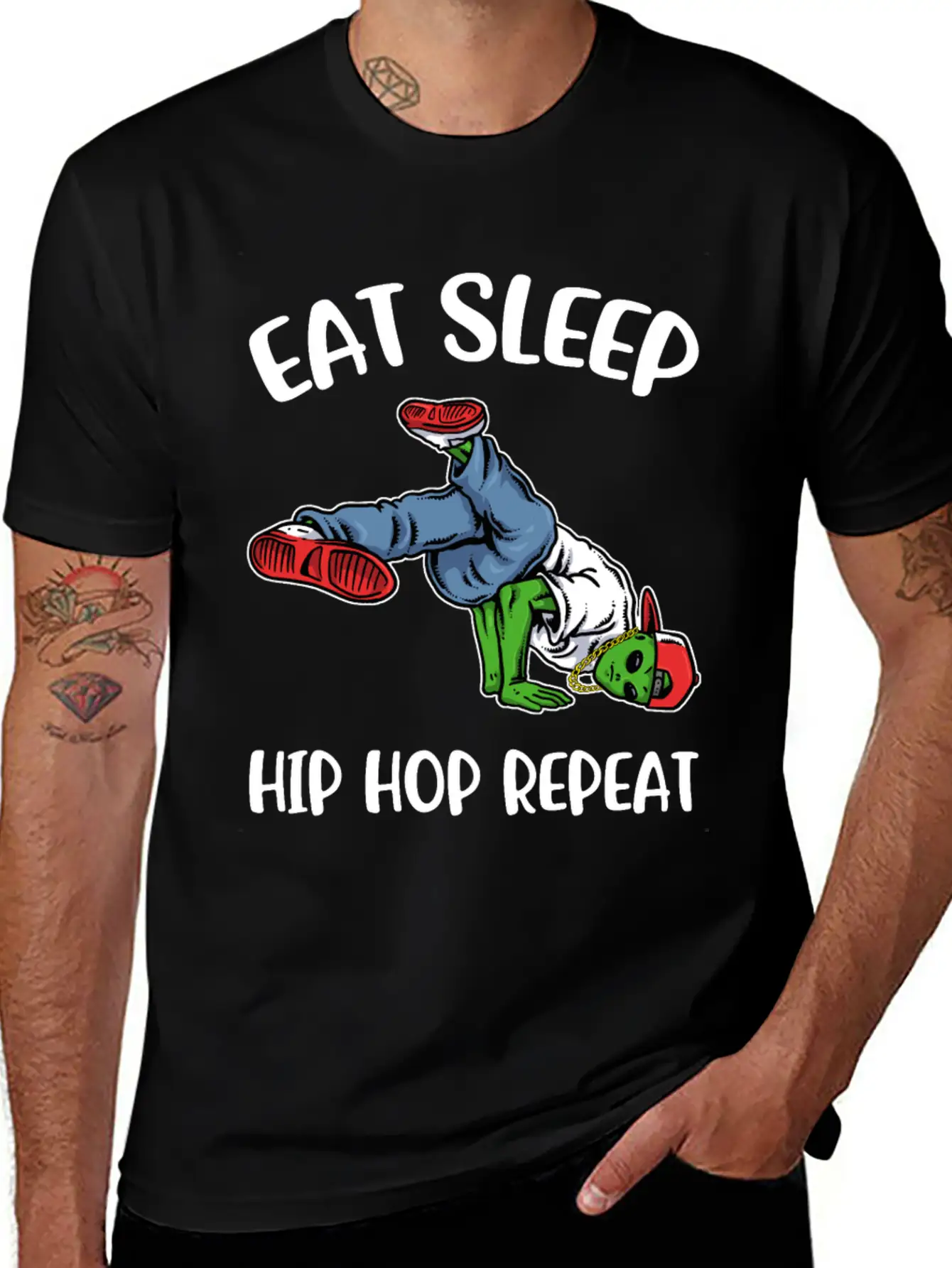 Eat Sleep Hip Hop Funny Hip Hop Gift Essential Cotton Tee For Daily Outfits – Unisex Style