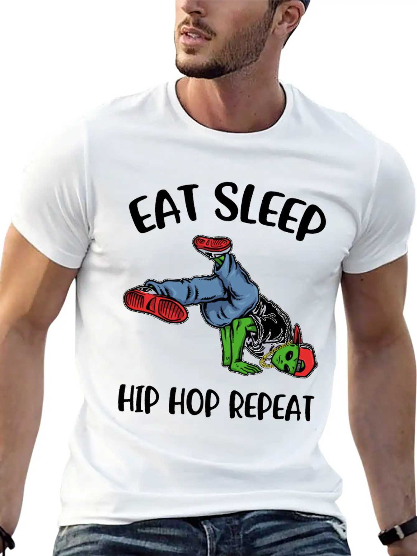 Eat Sleep Hip Hop Funny Hip Hop Gift Essential Cotton Tee For Daily Outfits – Unisex Style