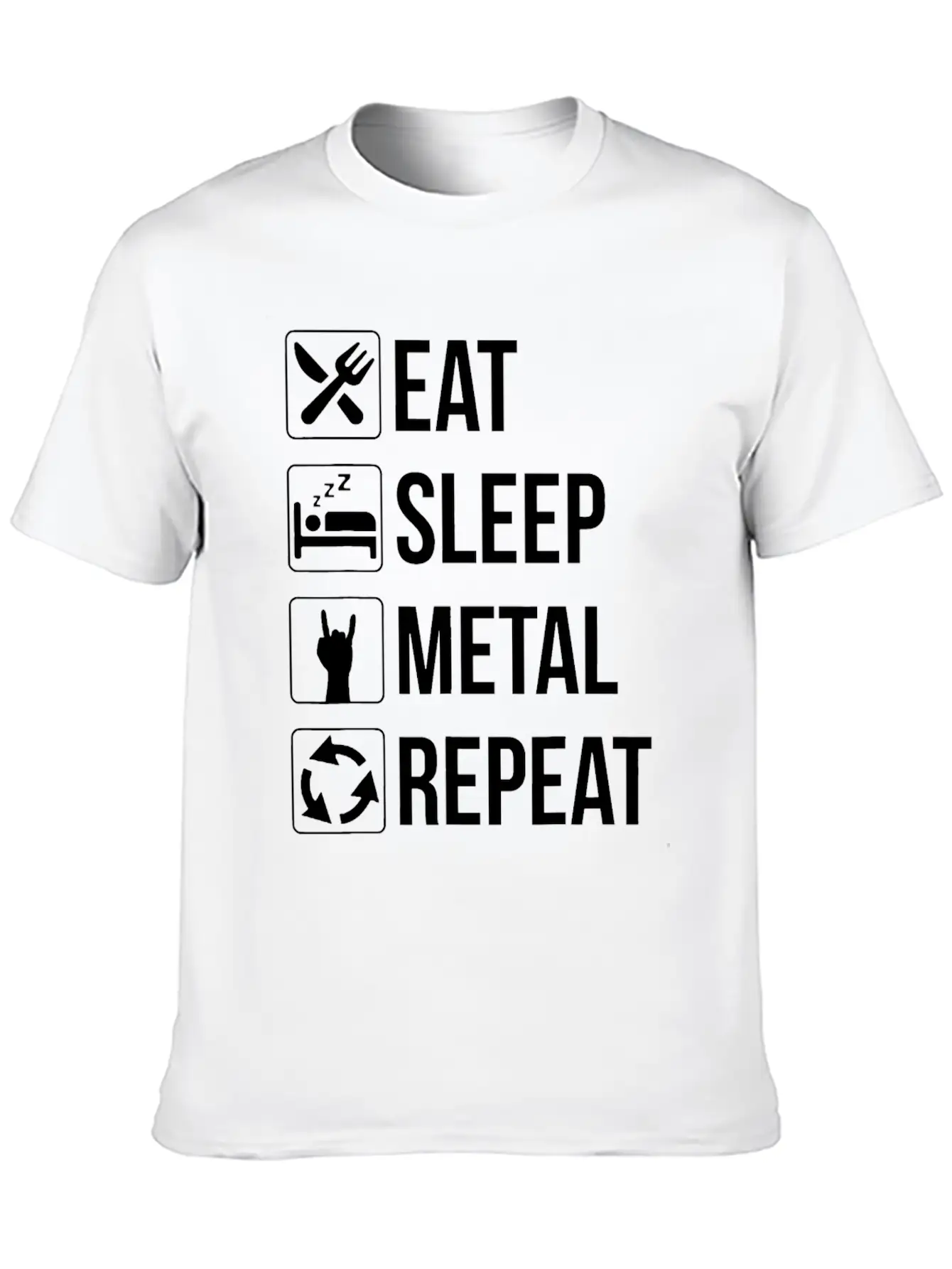 Eat Sleep Metal Repeat Stylish Everyday T-Shirt – Unisex Basic Cotton Tee