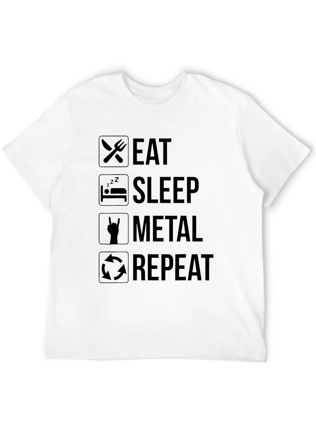 Eat Sleep Metal Repeat Stylish Everyday T-Shirt – Unisex Basic Cotton Tee