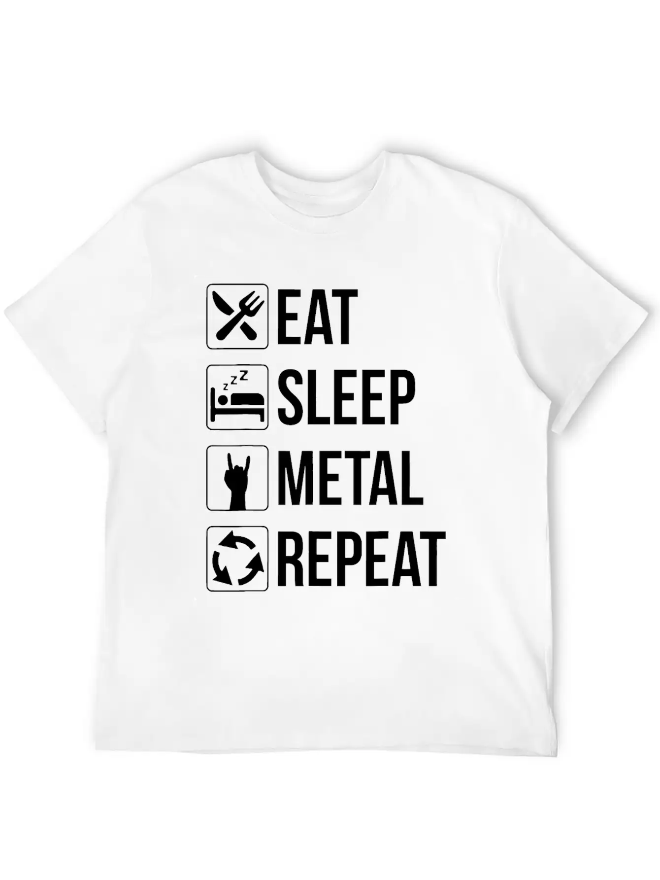 Eat Sleep Metal Repeat Stylish Everyday T-Shirt – Unisex Basic Cotton Tee