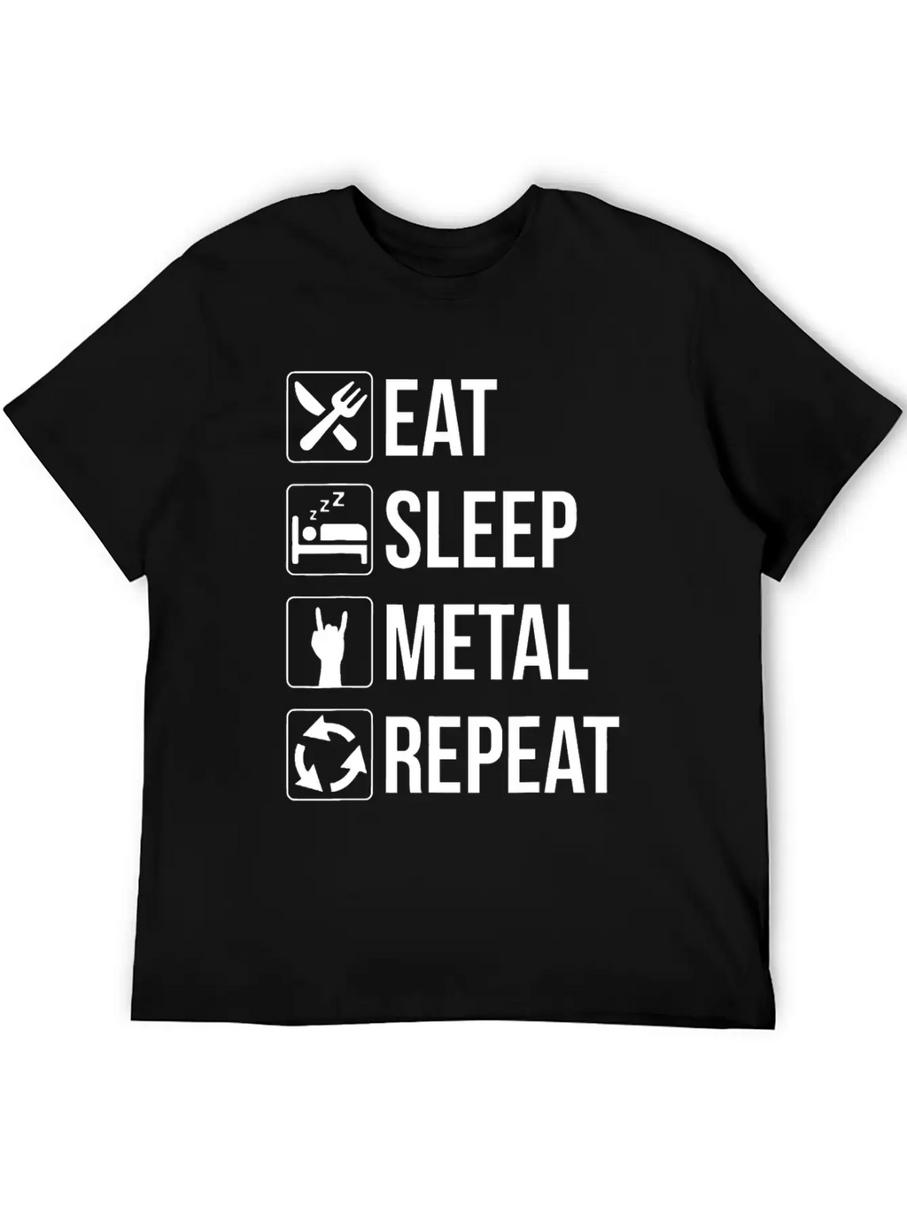 Eat Sleep Metal Repeat Stylish Everyday T-Shirt – Unisex Basic Cotton Tee