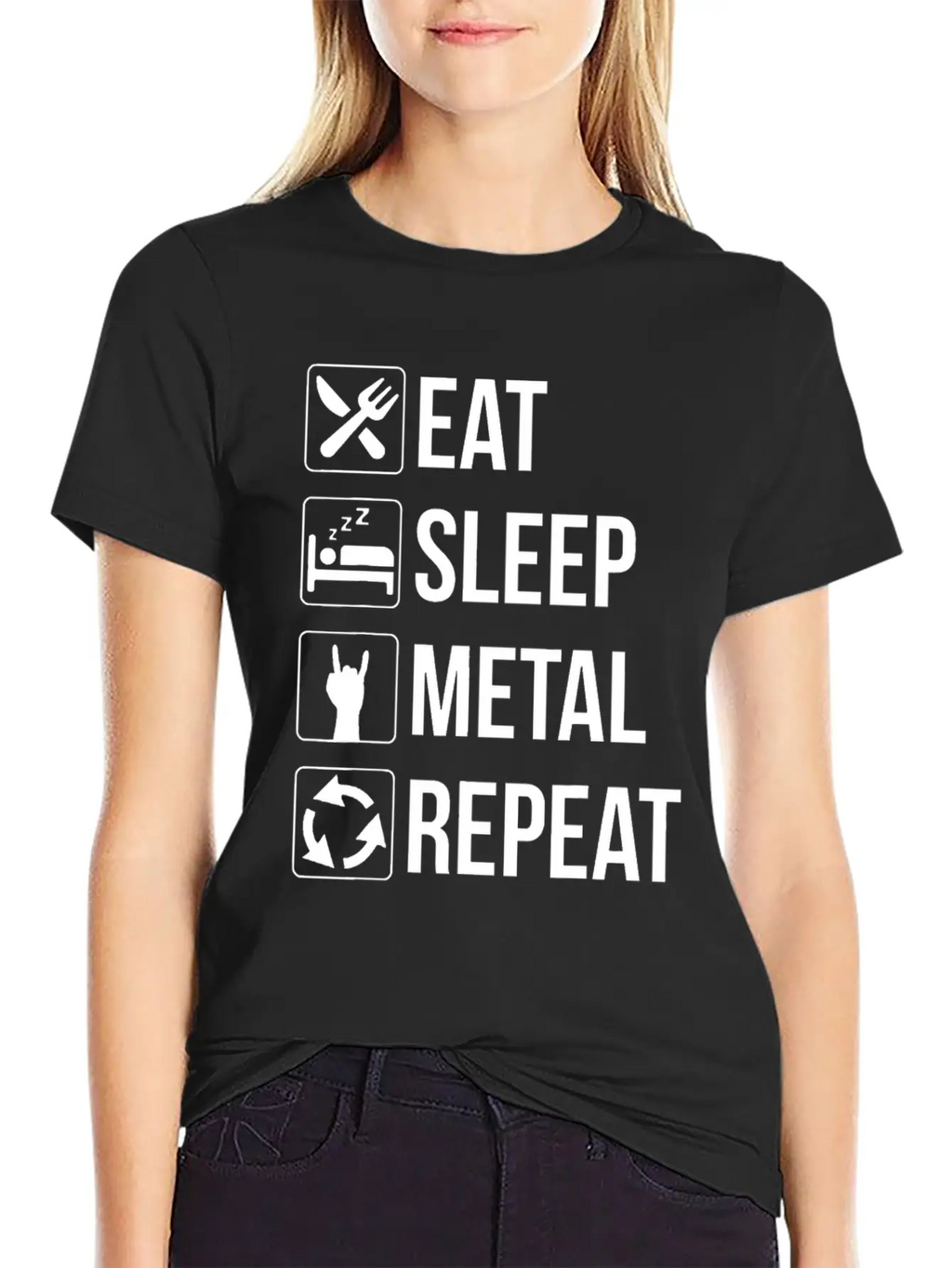 Eat Sleep Metal Repeat Stylish Everyday T-Shirt – Unisex Basic Cotton Tee