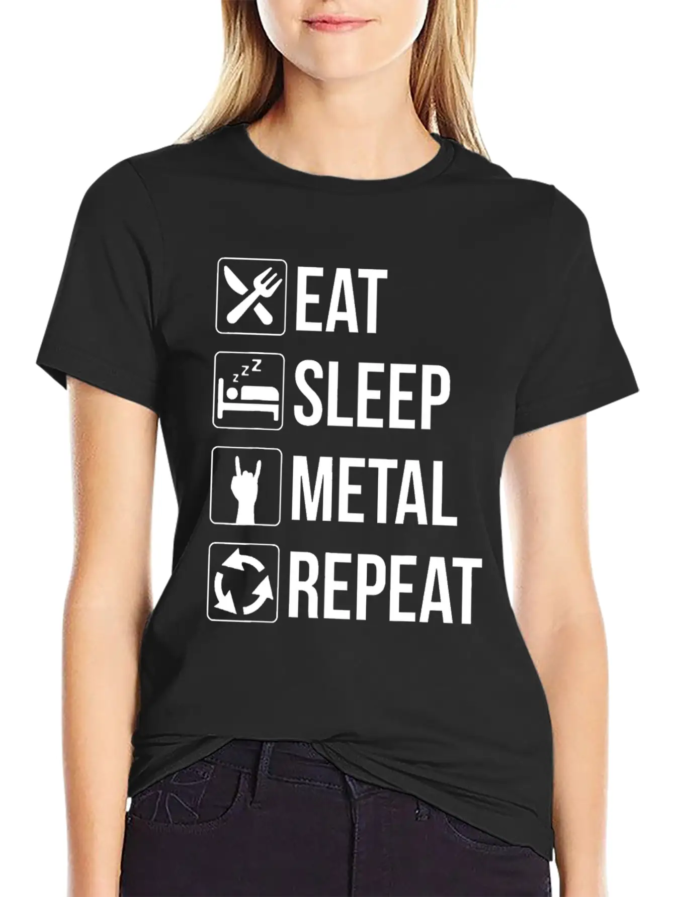 Eat Sleep Metal Repeat Stylish Everyday T-Shirt – Unisex Basic Cotton Tee