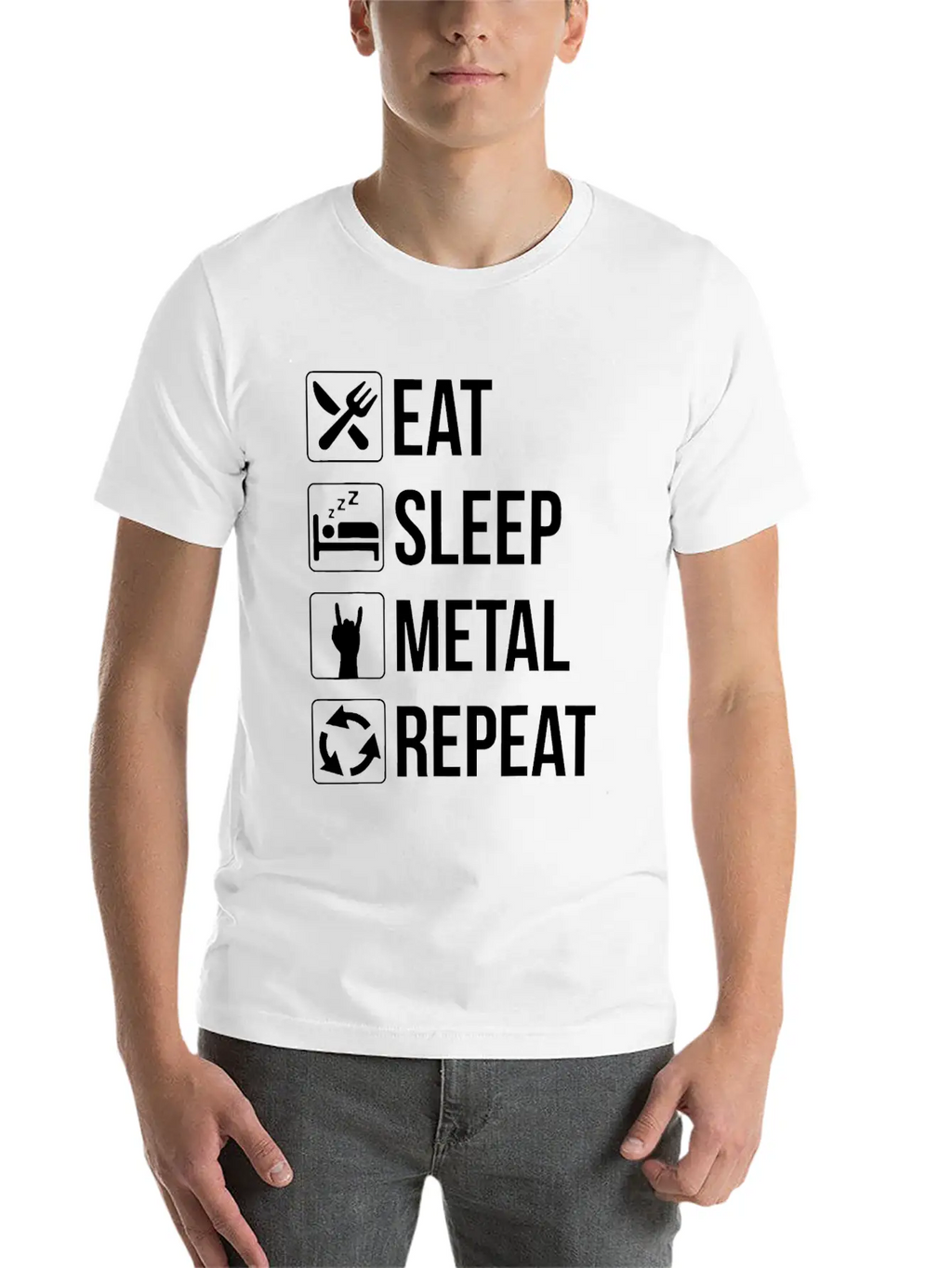 Eat Sleep Metal Repeat Stylish Everyday T-Shirt – Unisex Basic Cotton Tee