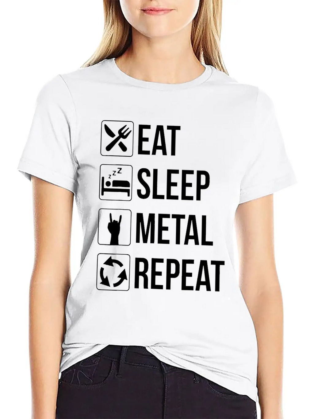 Eat Sleep Metal Repeat Stylish Everyday T-Shirt – Unisex Basic Cotton Tee