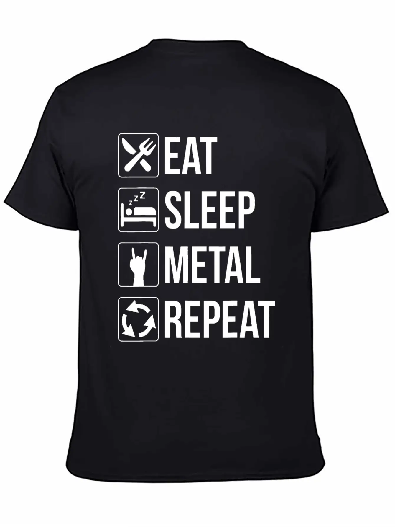 Eat Sleep Metal Repeat Stylish Everyday T-Shirt – Unisex Basic Cotton Tee