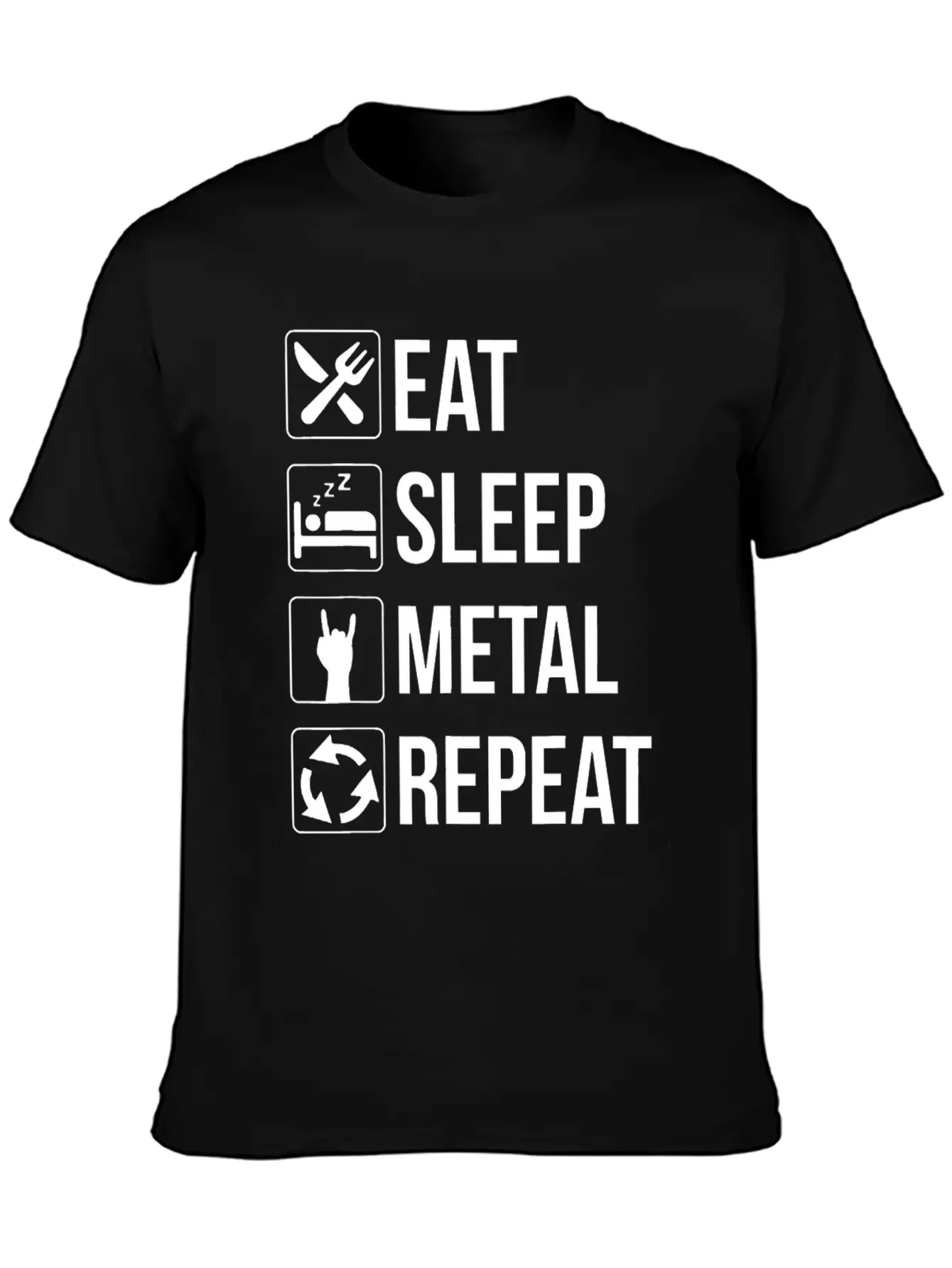 Eat Sleep Metal Repeat Stylish Everyday T-Shirt – Unisex Basic Cotton Tee