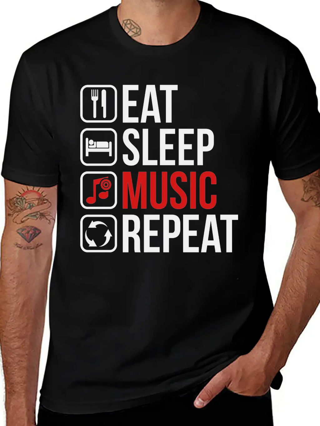 Eat Sleep Music Repeat Unisex Casual T-Shirt – Clean Design For Daily Comfort
