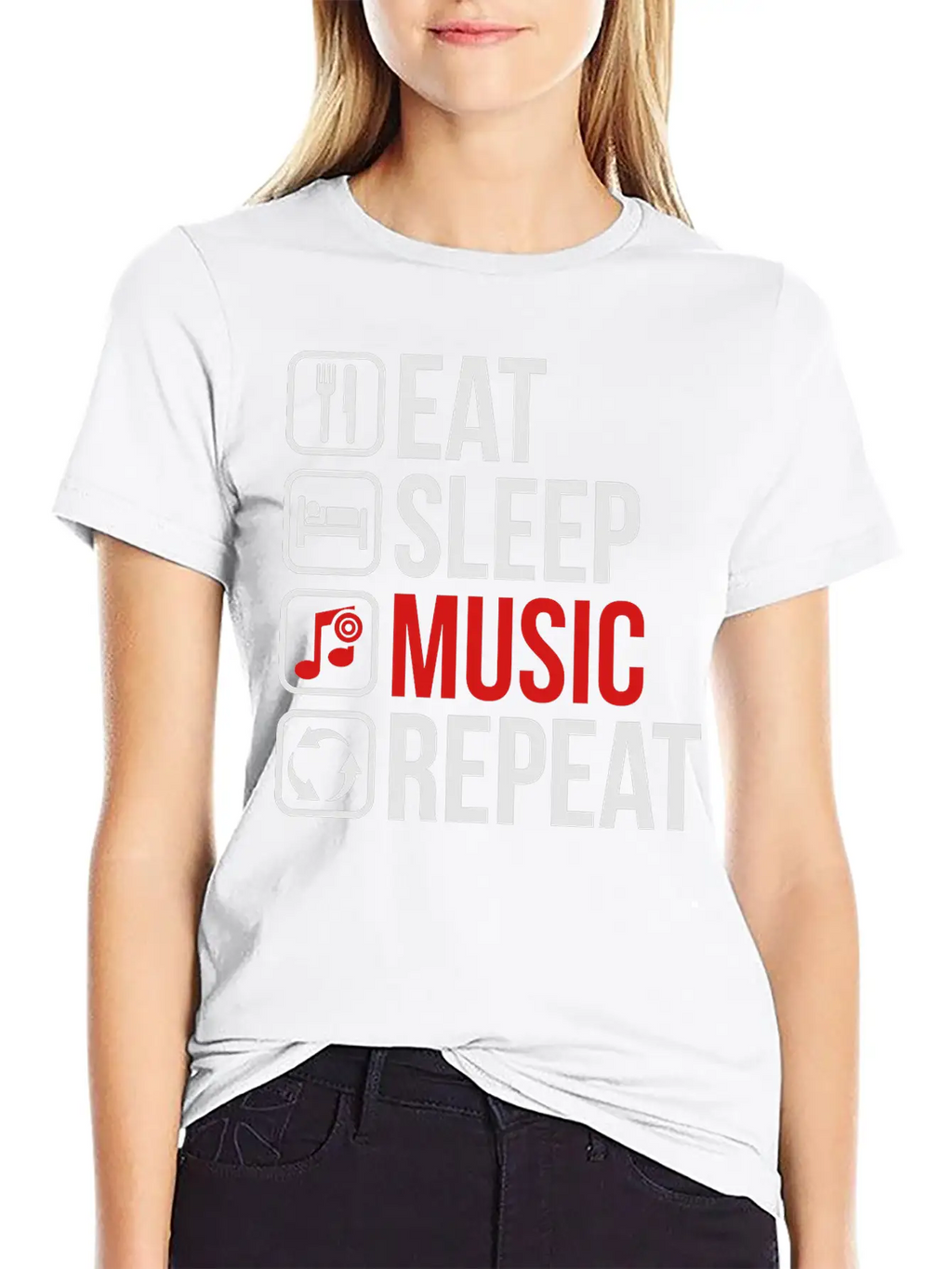 Eat Sleep Music Repeat Unisex Casual T-Shirt – Clean Design For Daily Comfort