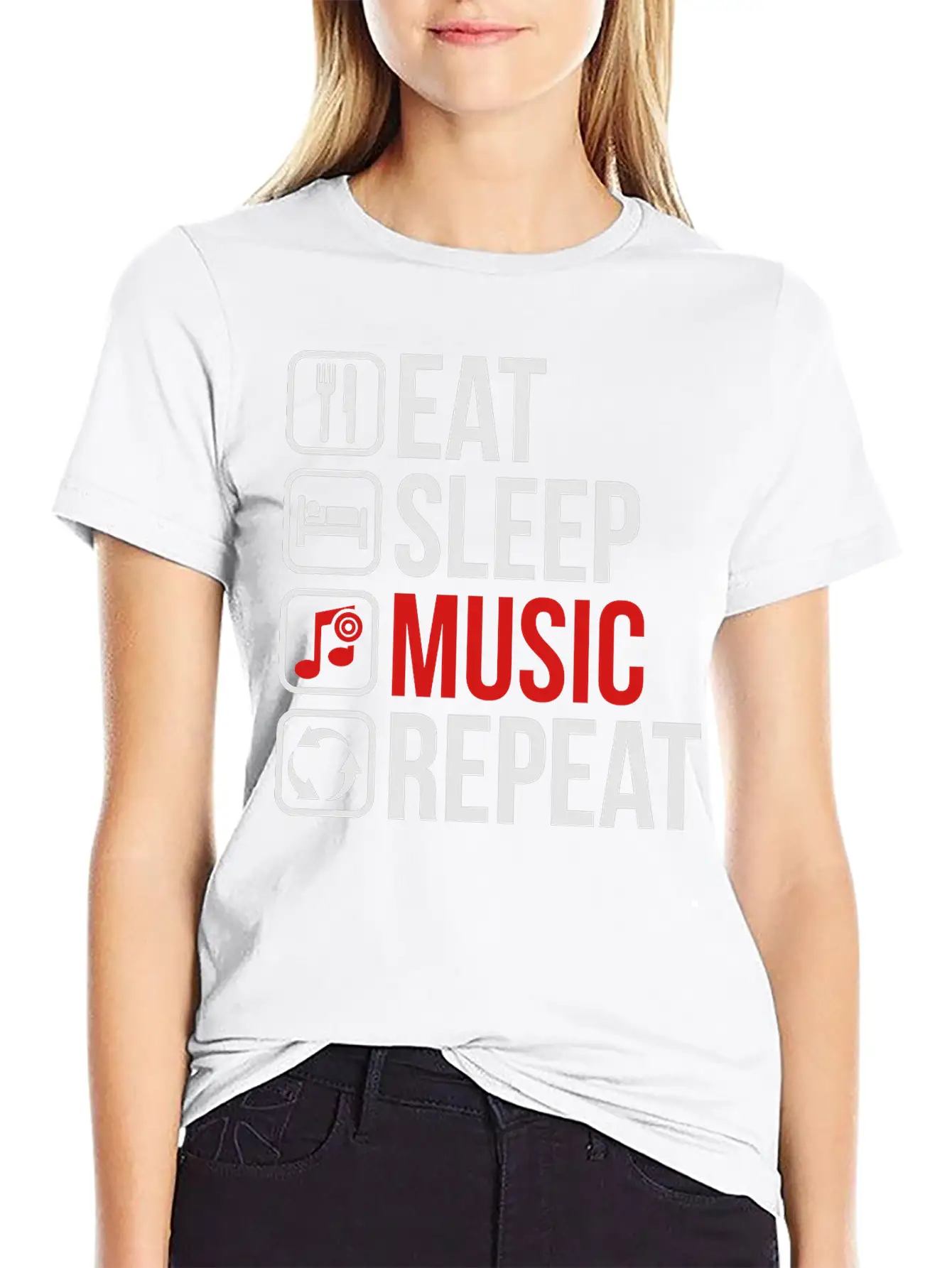Eat Sleep Music Repeat Unisex Casual T-Shirt – Clean Design For Daily Comfort