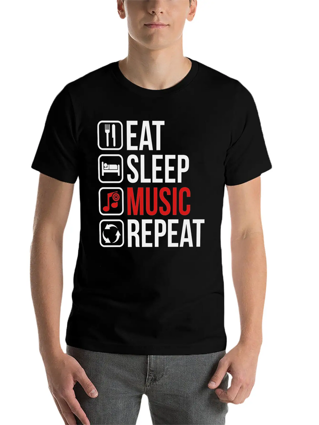 Eat Sleep Music Repeat Unisex Casual T-Shirt – Clean Design For Daily Comfort