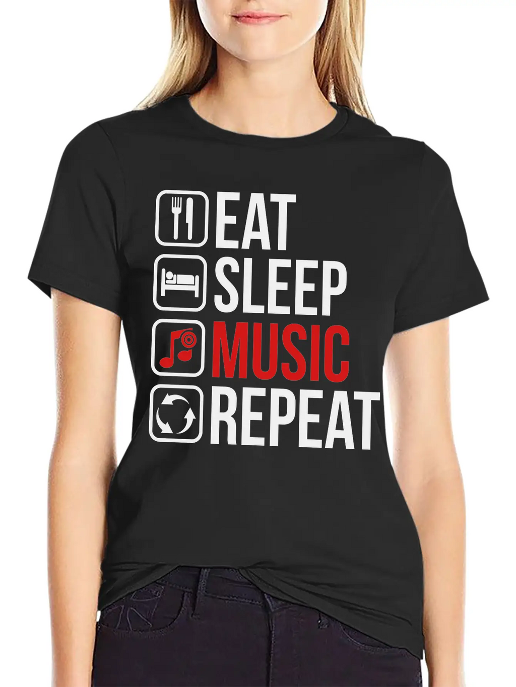 Eat Sleep Music Repeat Unisex Casual T-Shirt – Clean Design For Daily Comfort