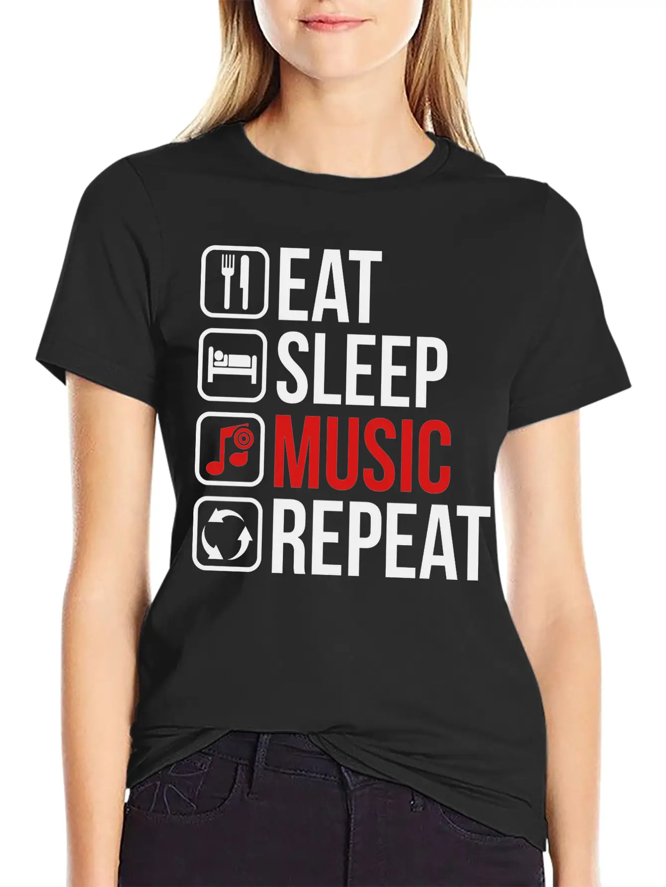 Eat Sleep Music Repeat Unisex Casual T-Shirt – Clean Design For Daily Comfort