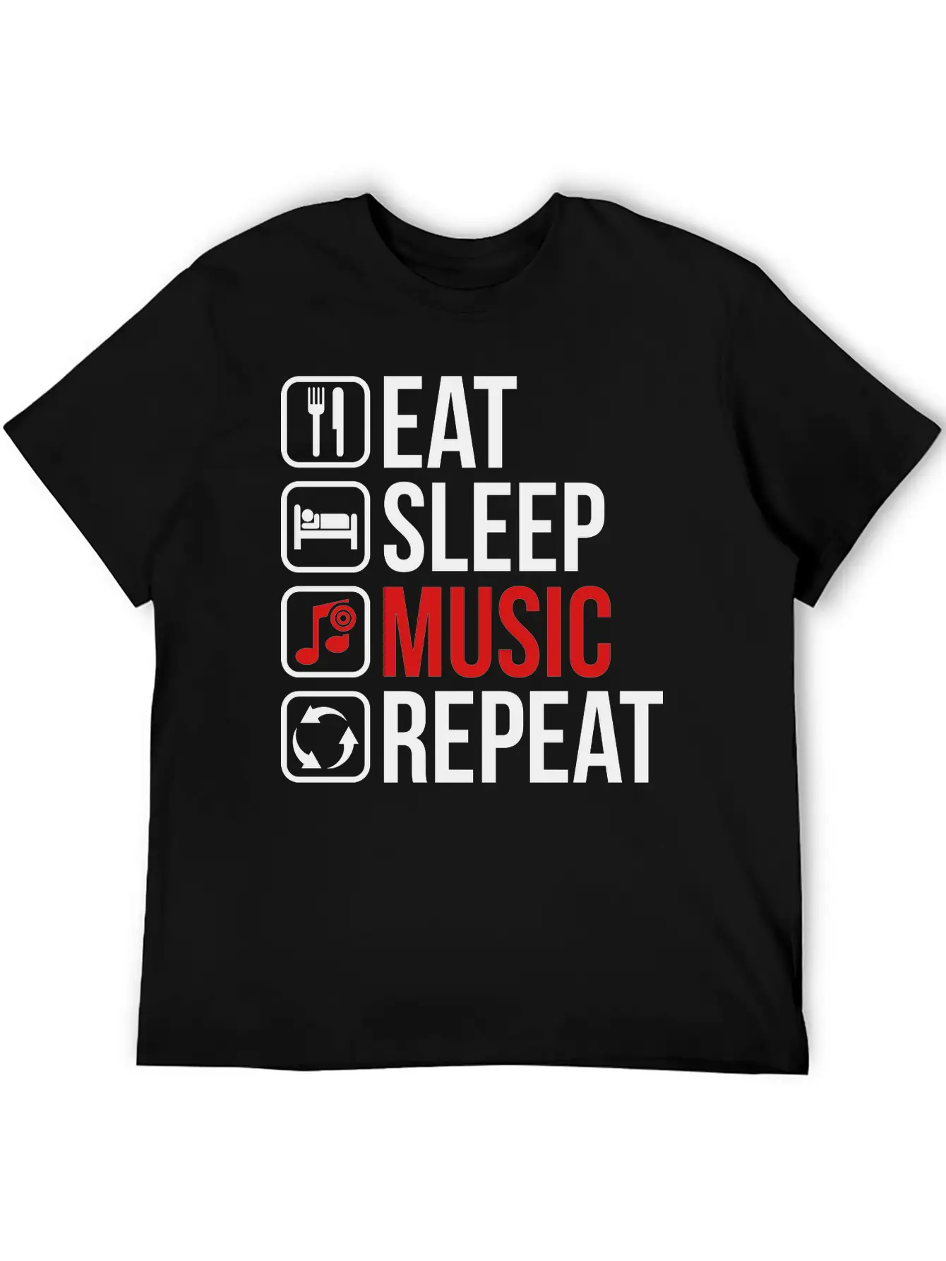 Eat Sleep Music Repeat Unisex Casual T-Shirt – Clean Design For Daily Comfort