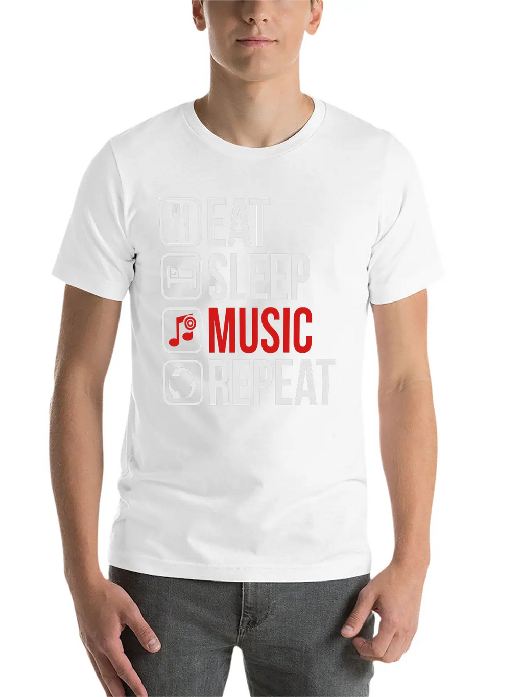 Eat Sleep Music Repeat Unisex Casual T-Shirt – Clean Design For Daily Comfort