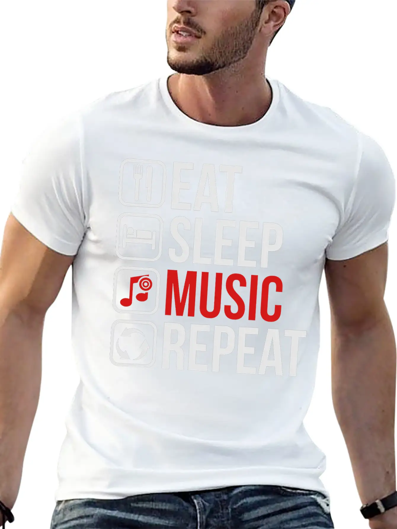 Eat Sleep Music Repeat Unisex Casual T-Shirt – Clean Design For Daily Comfort