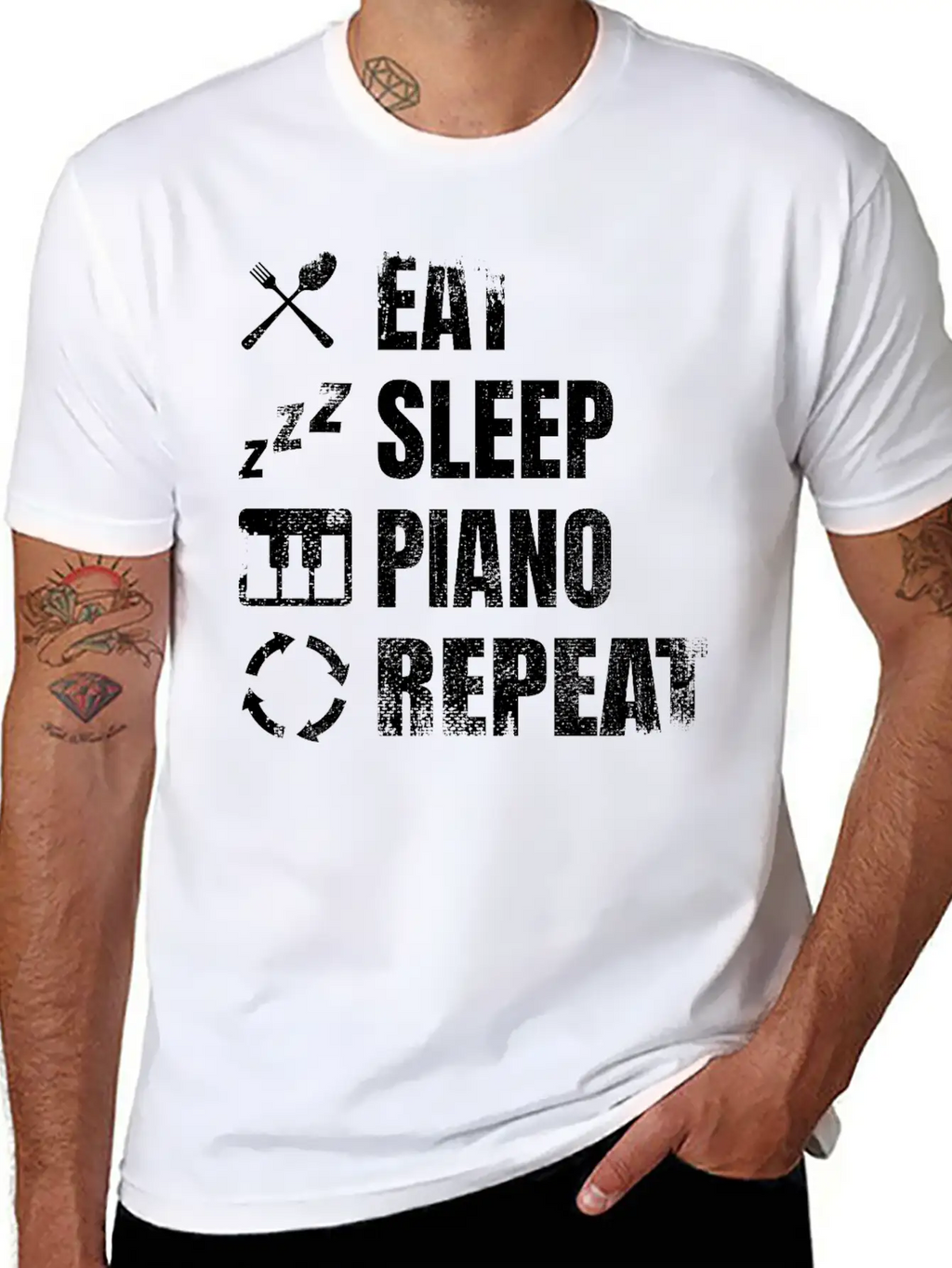 Eat Sleep Piano Repeat Unisex Casual T-Shirt – Clean Design For Daily Comfort
